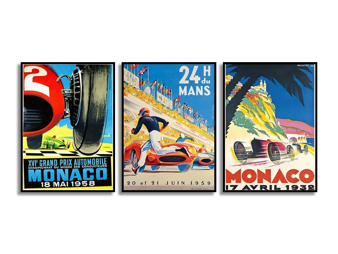 Poster - Klassieke Raceposters / Set van 3
