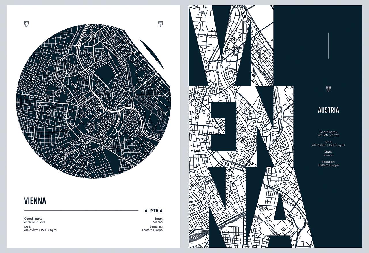 Poster - Wenen Kaartkunst / Set van 2
