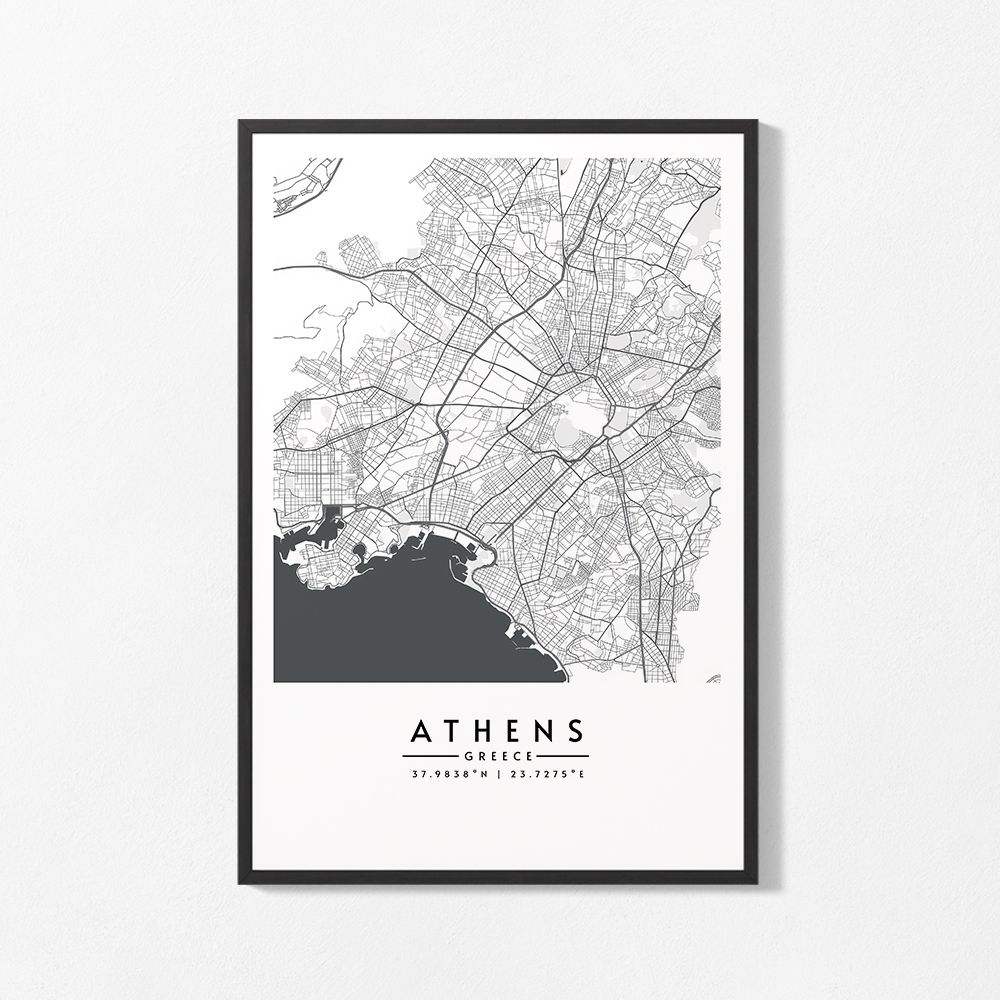 Poster - Kaart van Athene