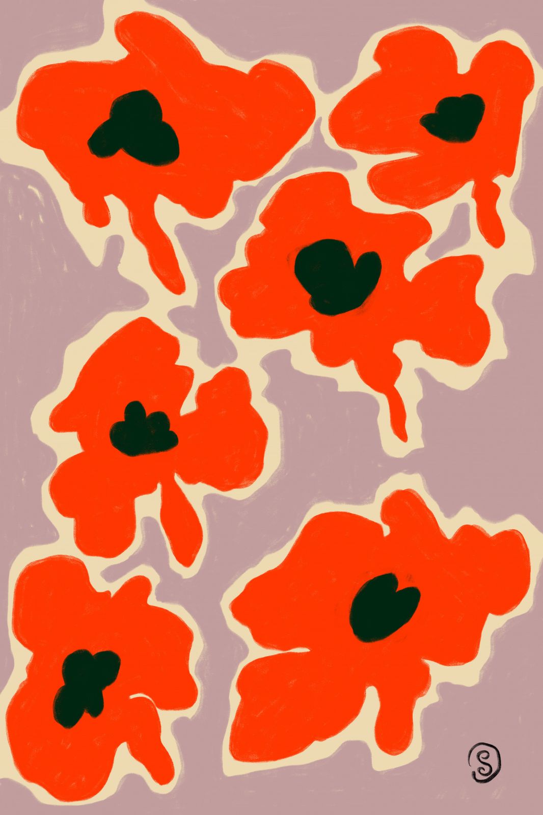 Poster - Abstracte Klaprozen