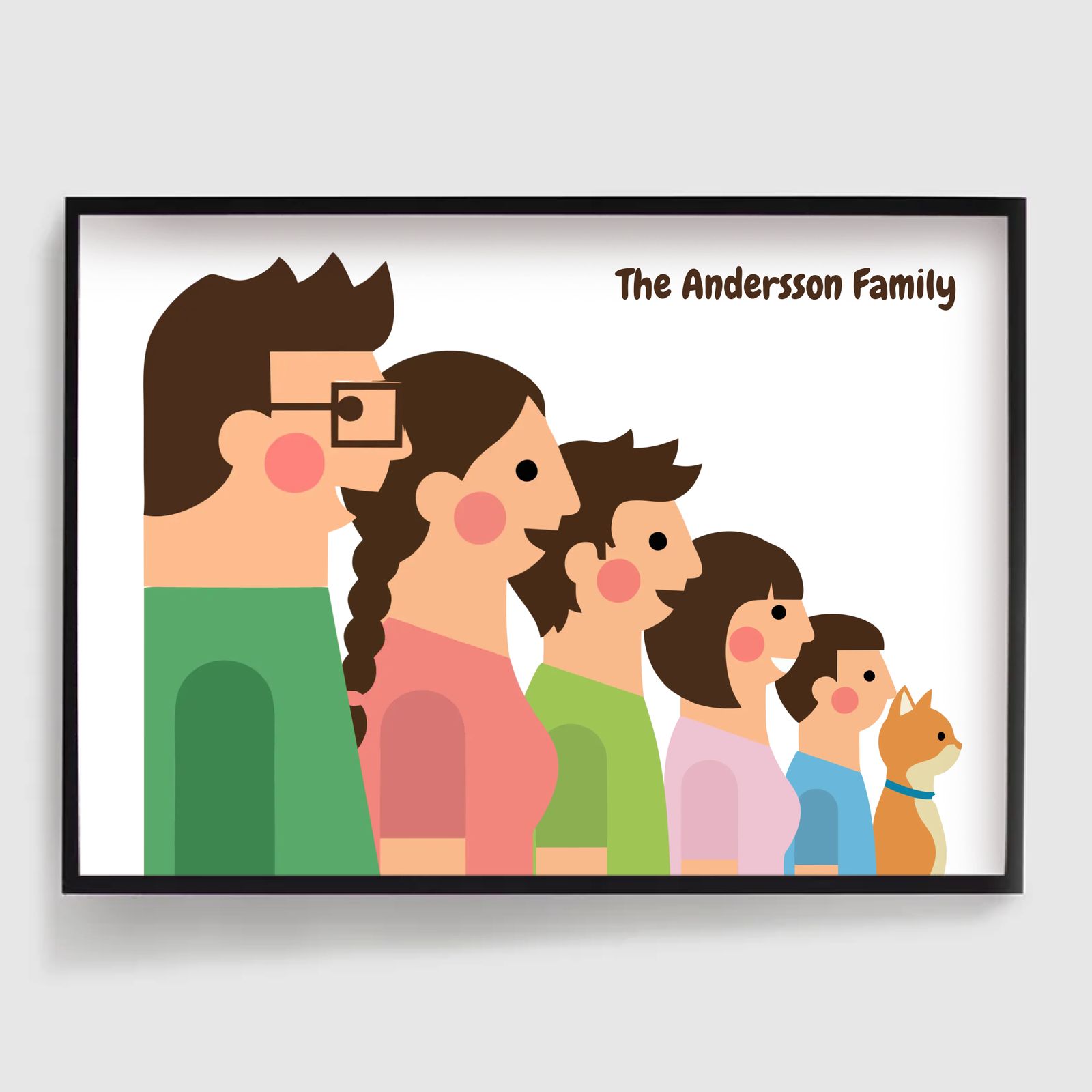 Gepersonaliseerde Posters - Moderne Familie Illustratie 3-6 Karakters