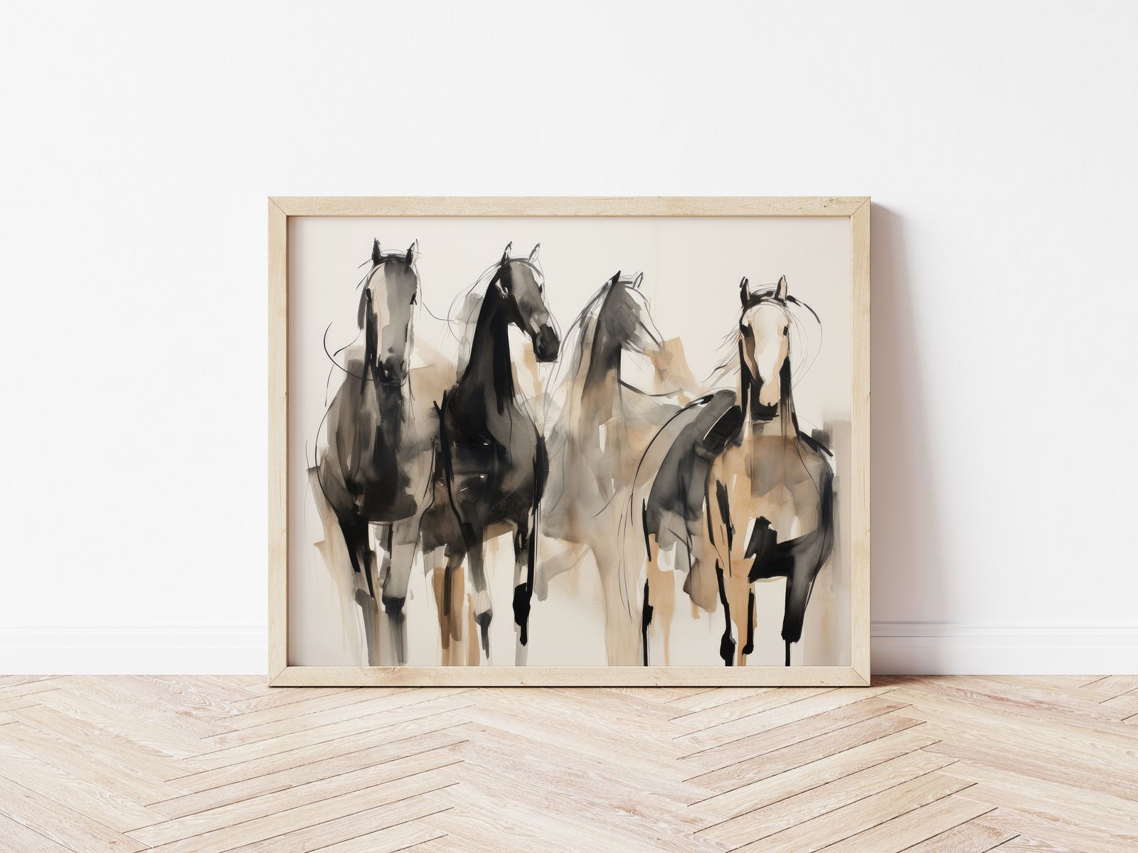Poster - Abstracte Paarden