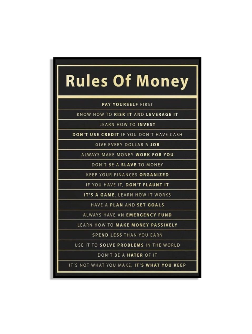 Regels van Geld Poster