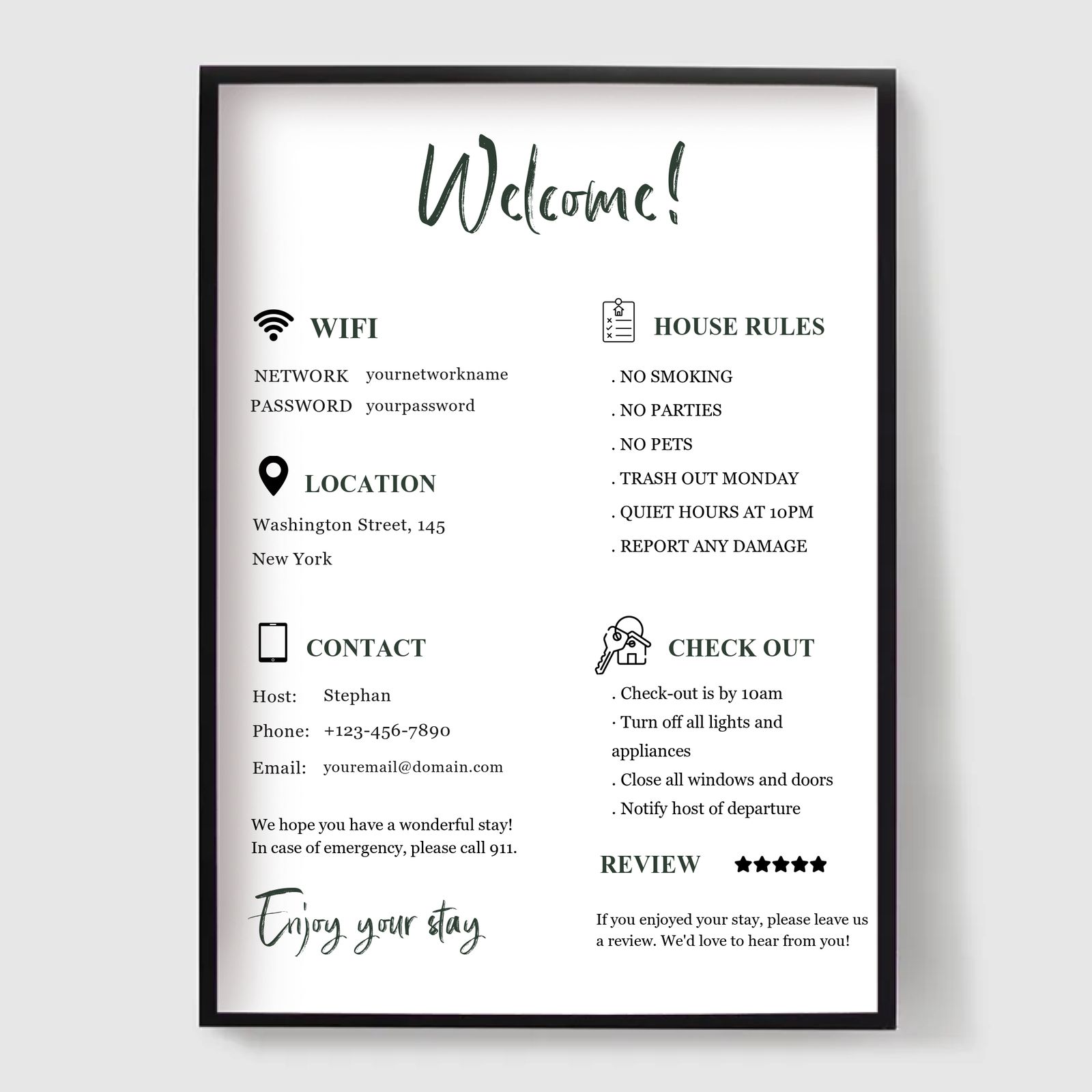 Gepersonaliseerde Poster - Aangepast Airbnb Bord 2