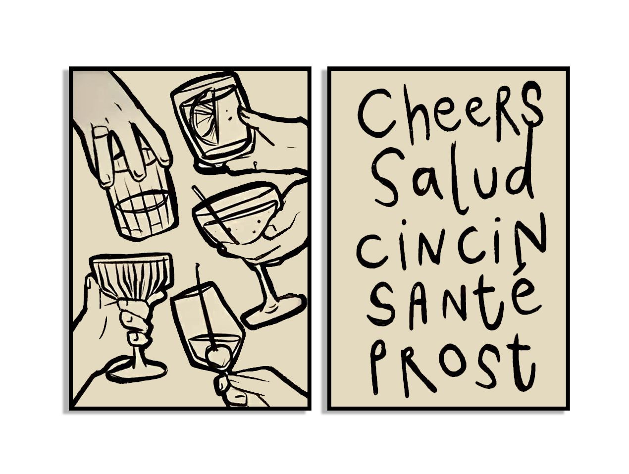 Cheers Muurkunst Poster - Set van 2