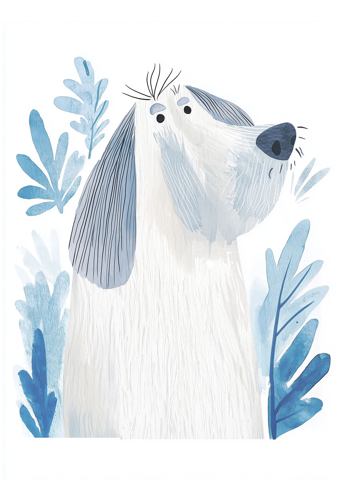 Poster - Blauwe Hond Illustratie