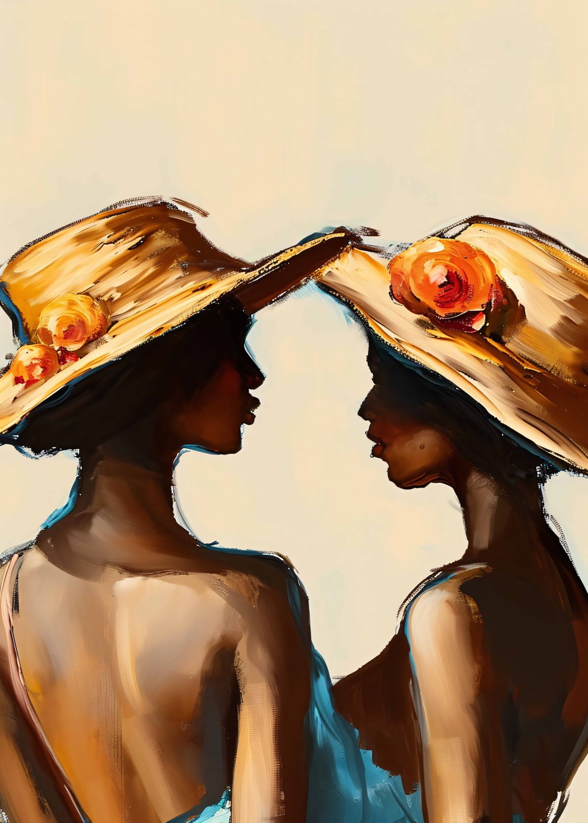 Poster - Twee vrouwen in hoeden
