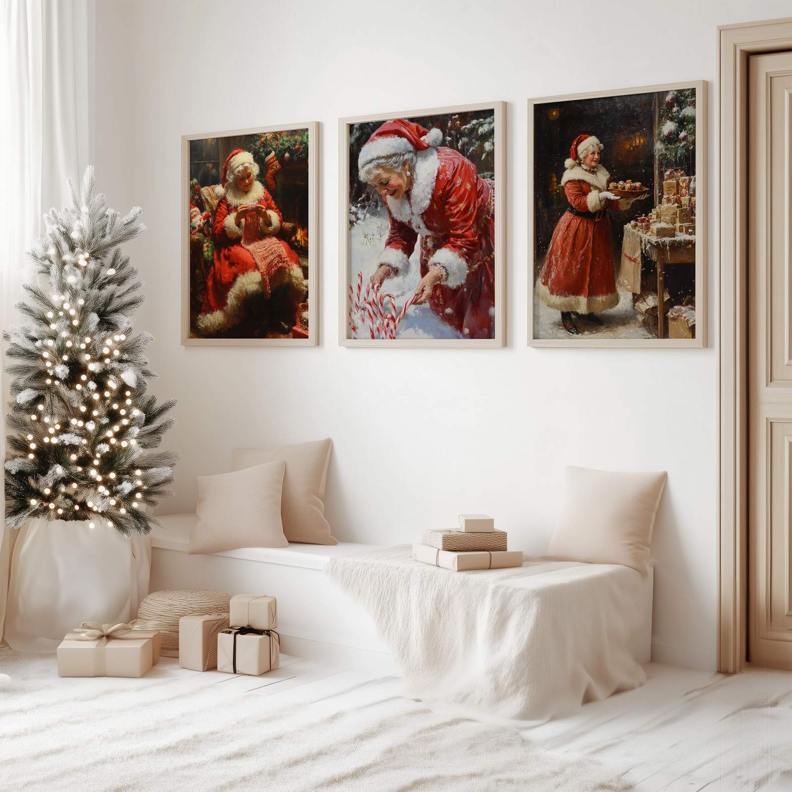 Poster - Kerstman Scènes / Set van 3