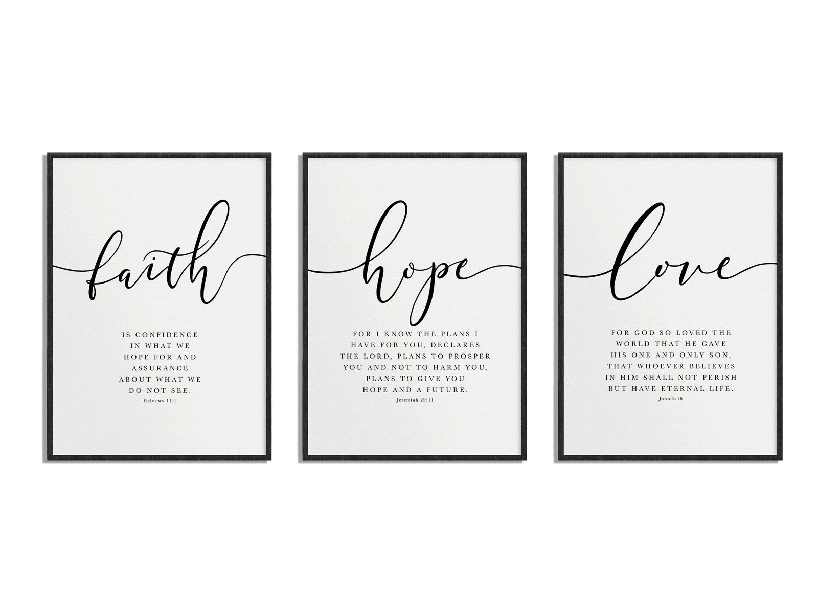 Faith Hope Love Poster Set - Set van 3
