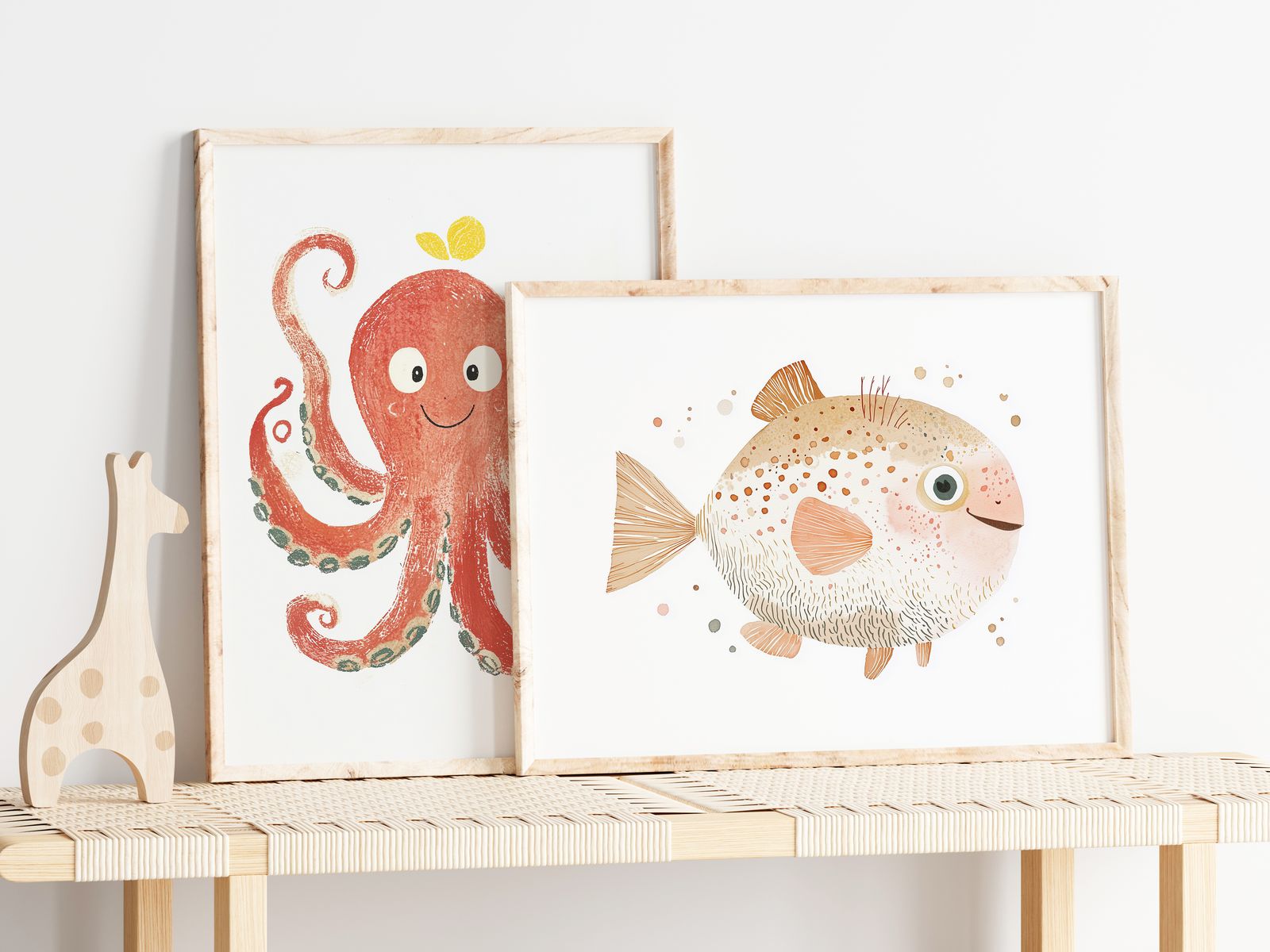 Poster - Schattige Zee Dieren / Set van 2