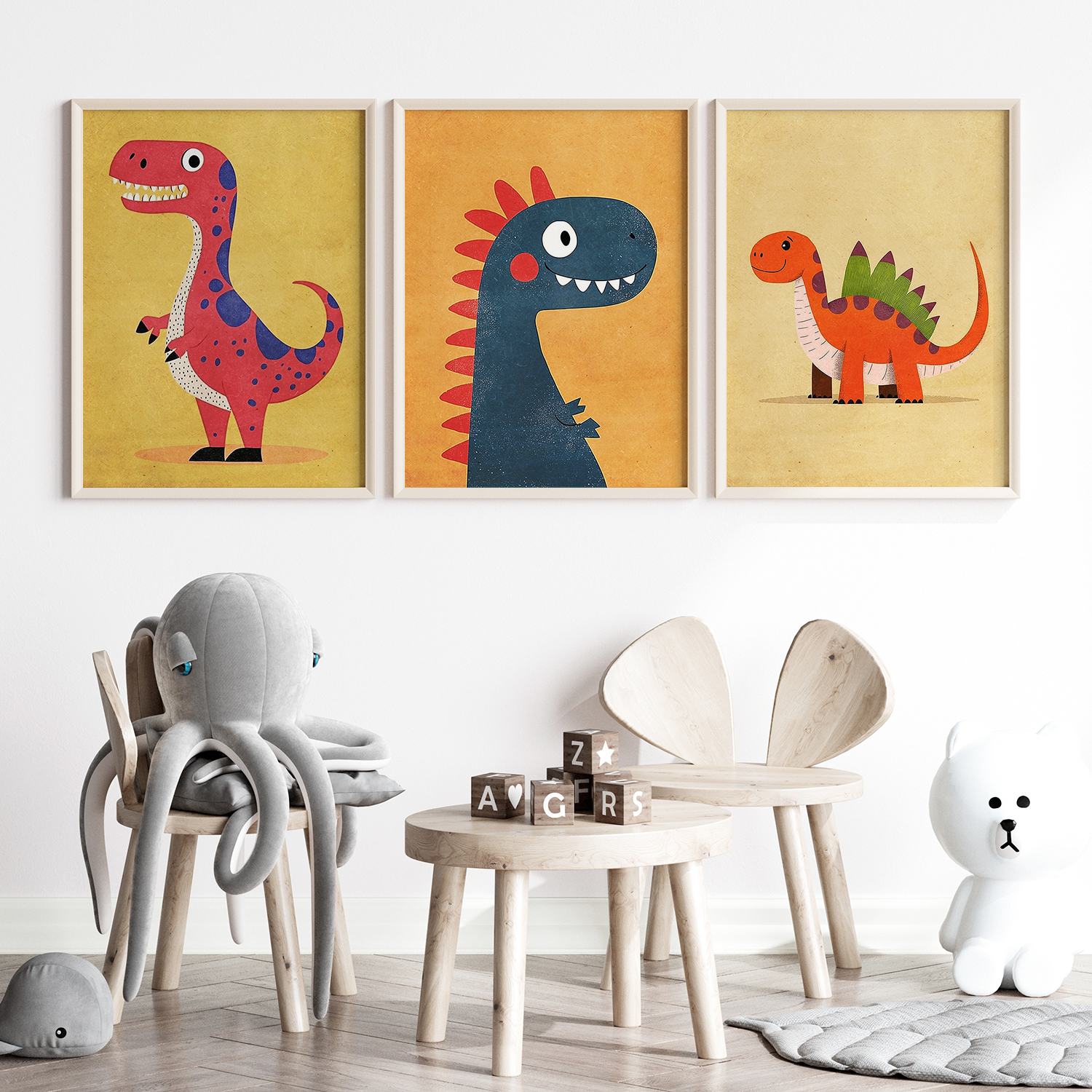 Poster - Cartoon Dinosaurussen / Set van 3
