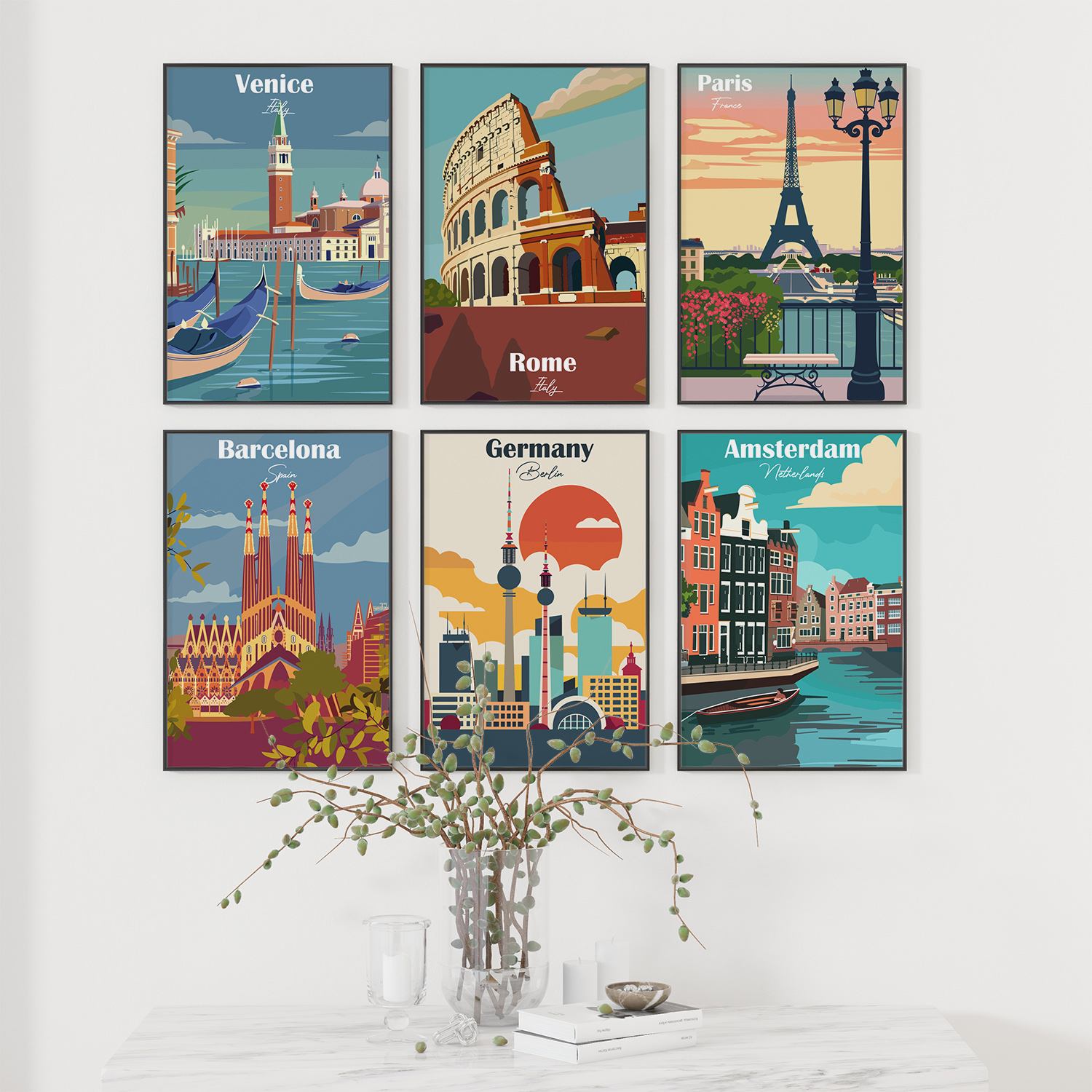 Poster - Europese Stadsgezicht Collectie / Set van 6