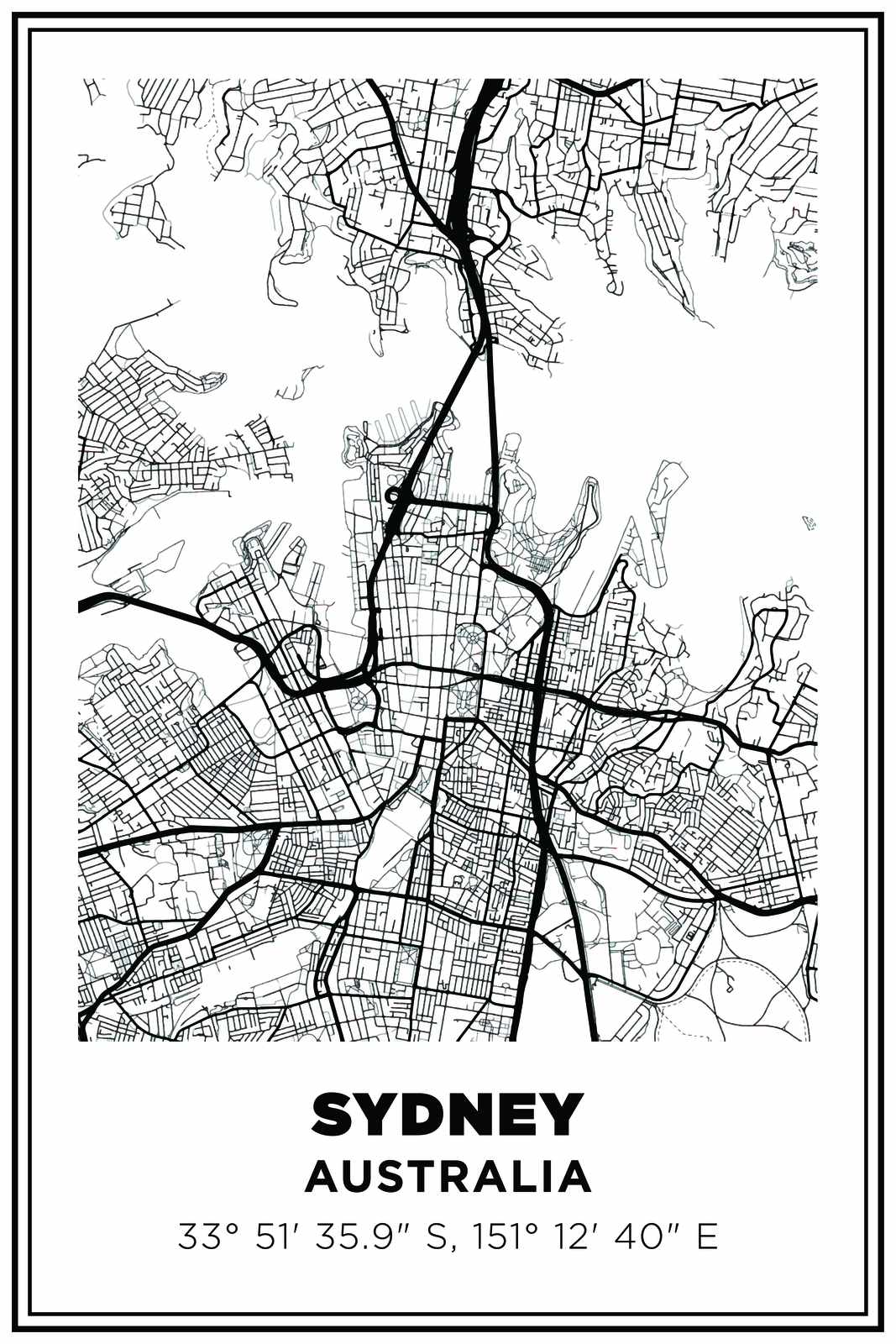 Sydney Kaart Muurposter