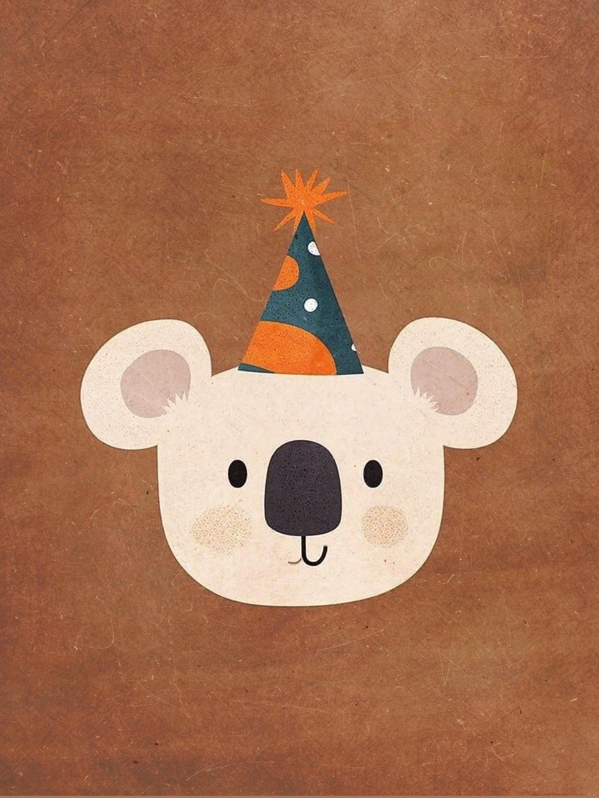 Poster - Koala met feesthoed