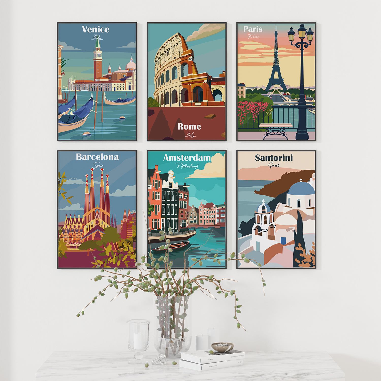 Poster - Europese Stadsgezichten / Set van 6