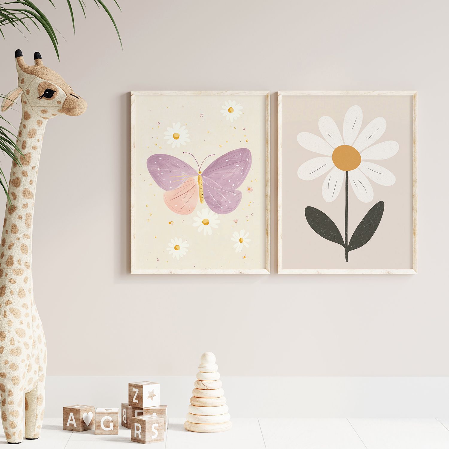 Poster - Vlinder en Madeliefje / Set van 2