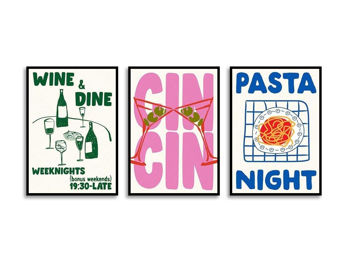 Poster - Wine and Dine Set van 3
