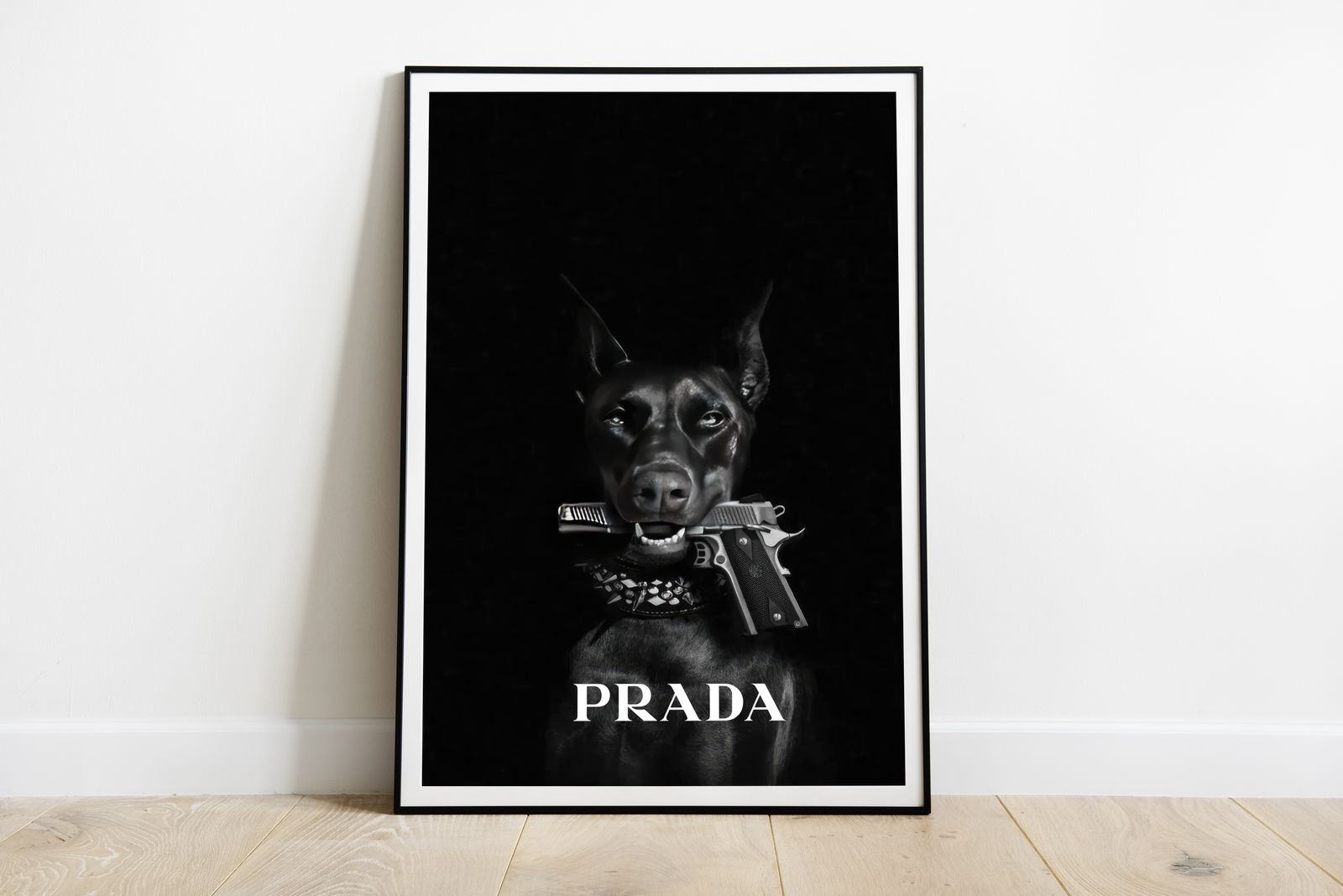 Poster - Hond met Pistool Prada
