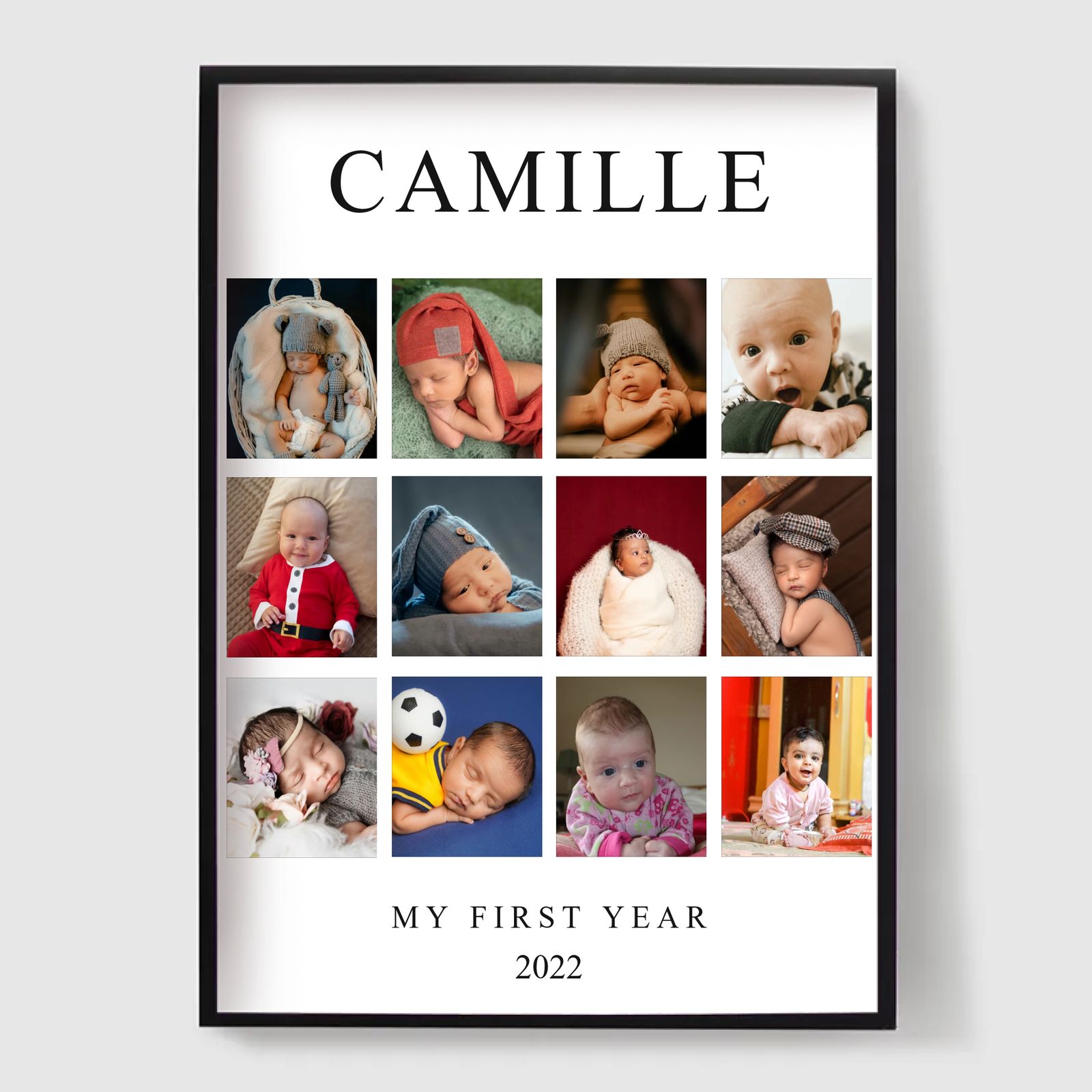 Gepersonaliseerde Poster - Baby's Eerste Jaar Collage