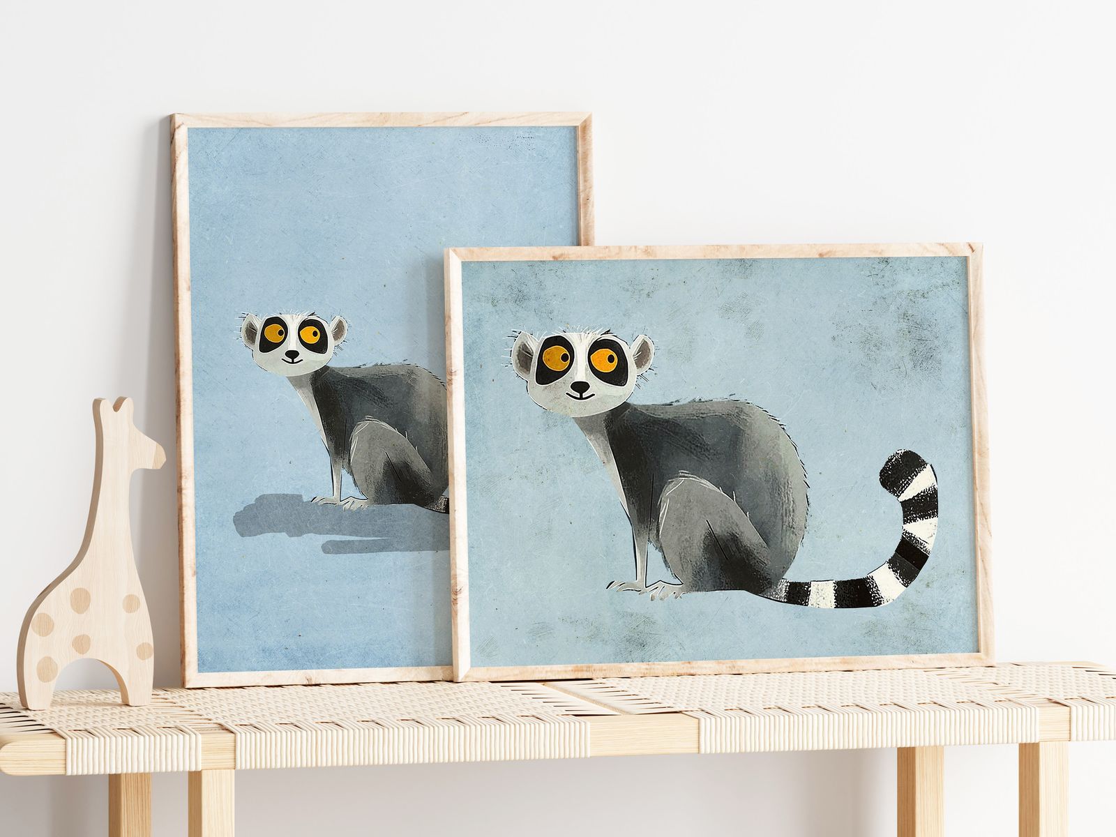Poster - Lemur Illustratie / Set van 2