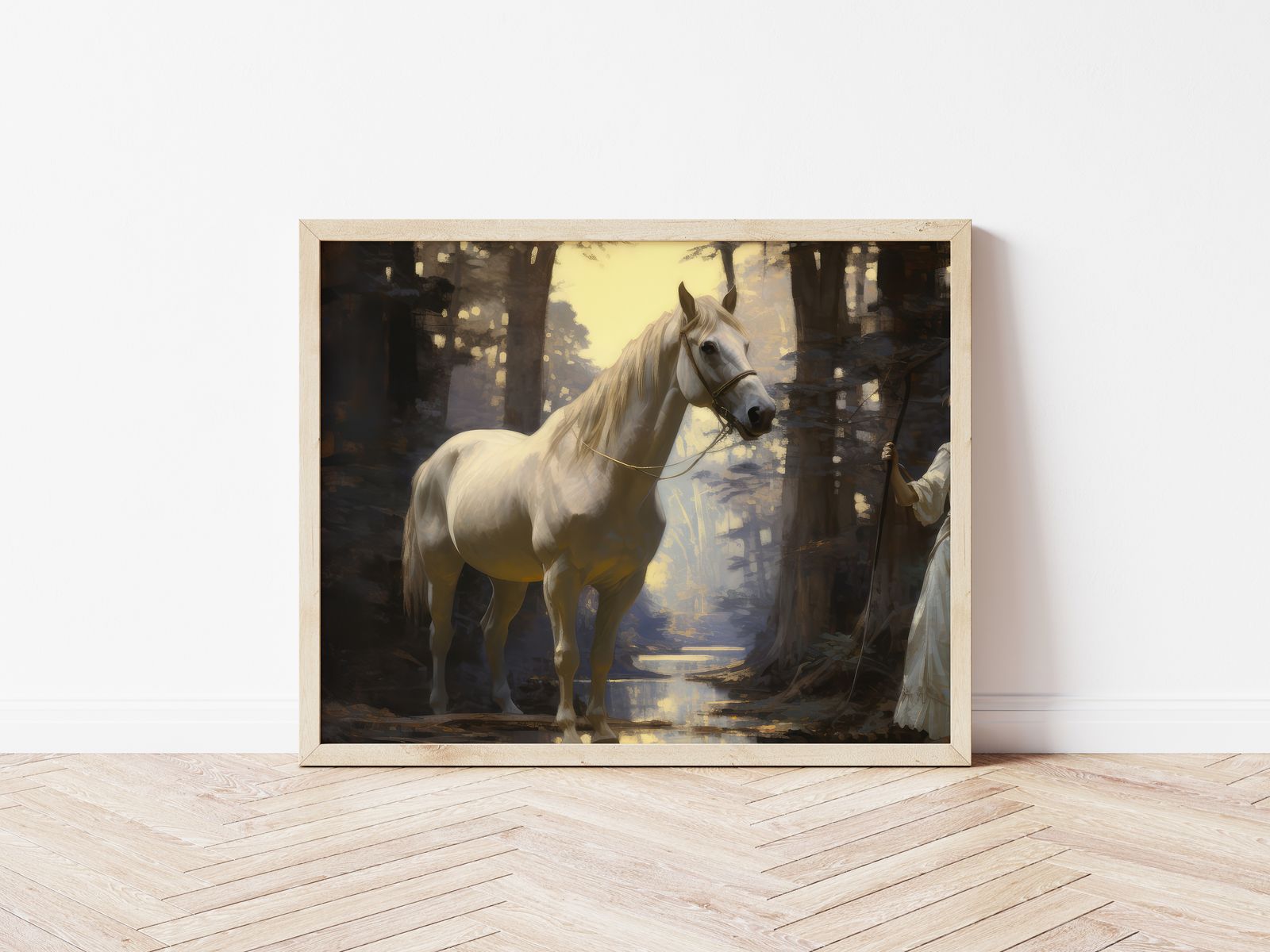 Poster - Wit Paard in Bos