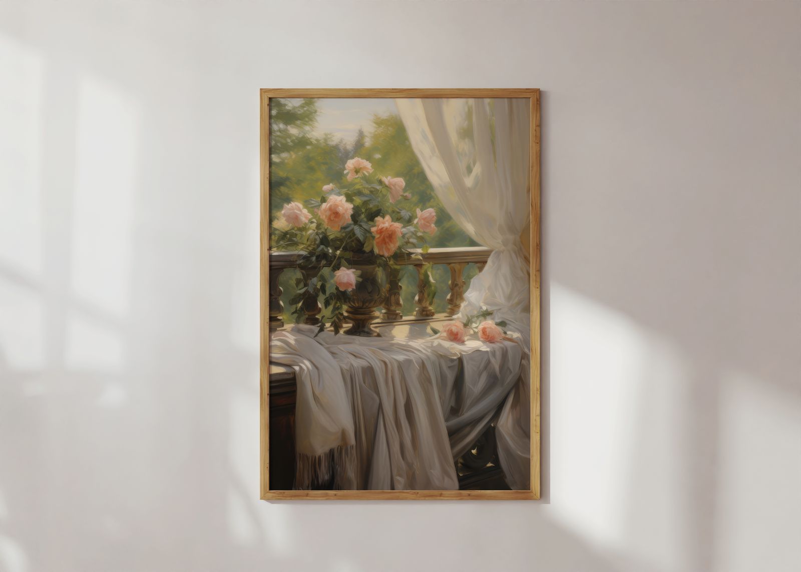 Poster - Bloemrijk Balkon Scène