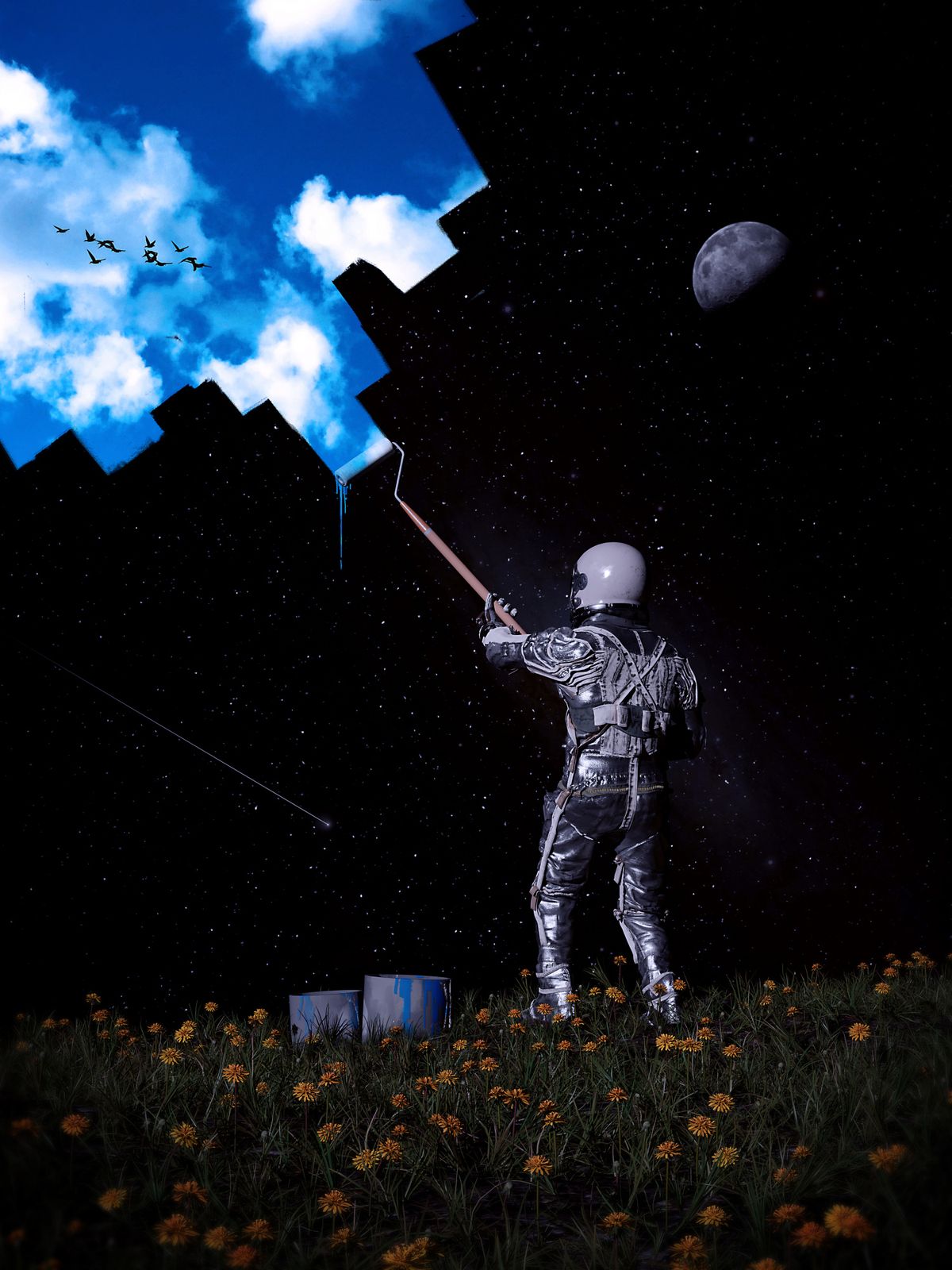 Poster - Astronaut die de Lucht Verft