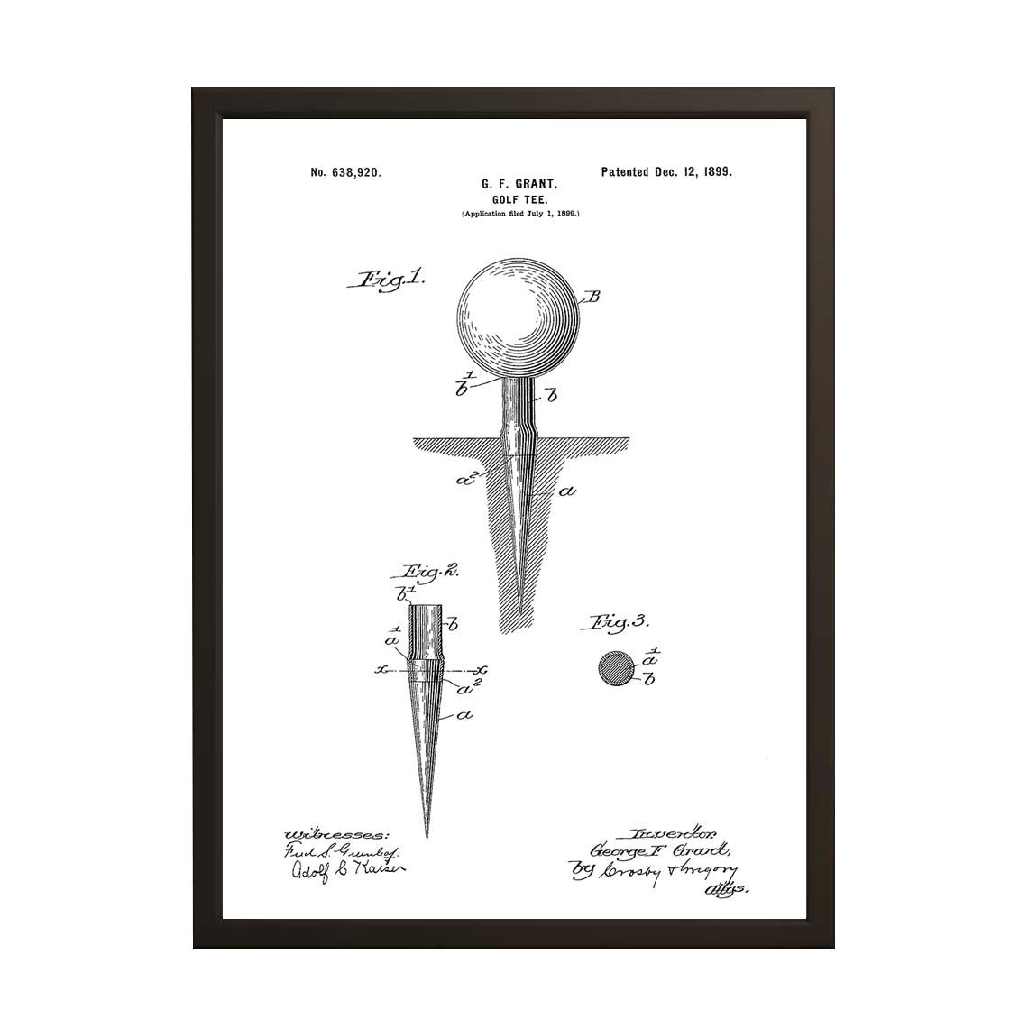 Octrooitekening Poster - Golf Tee