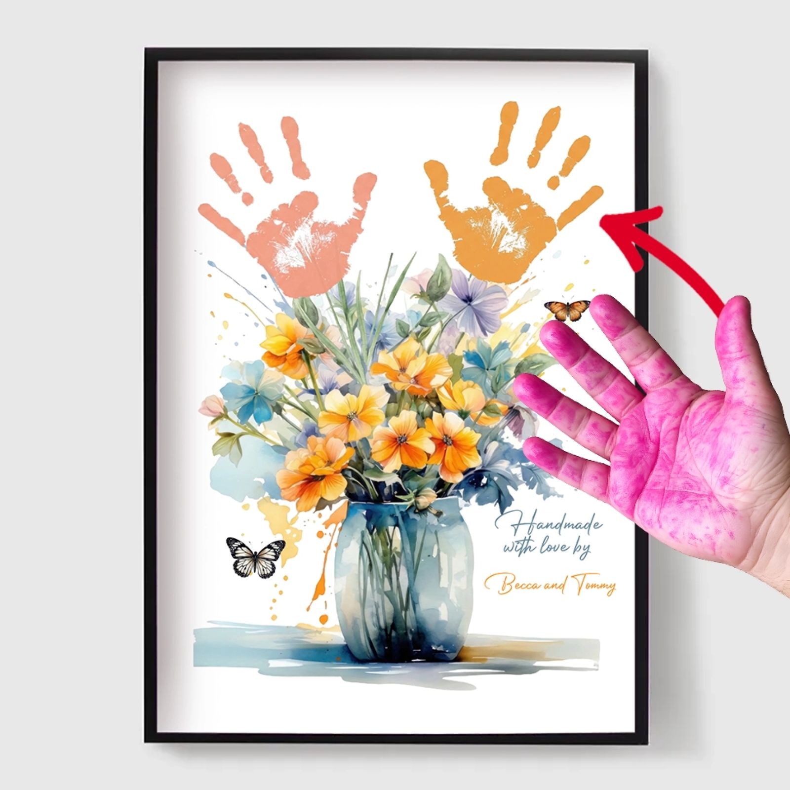 Gepersonaliseerde Poster - DIY Handafdruk Bloemenboeket