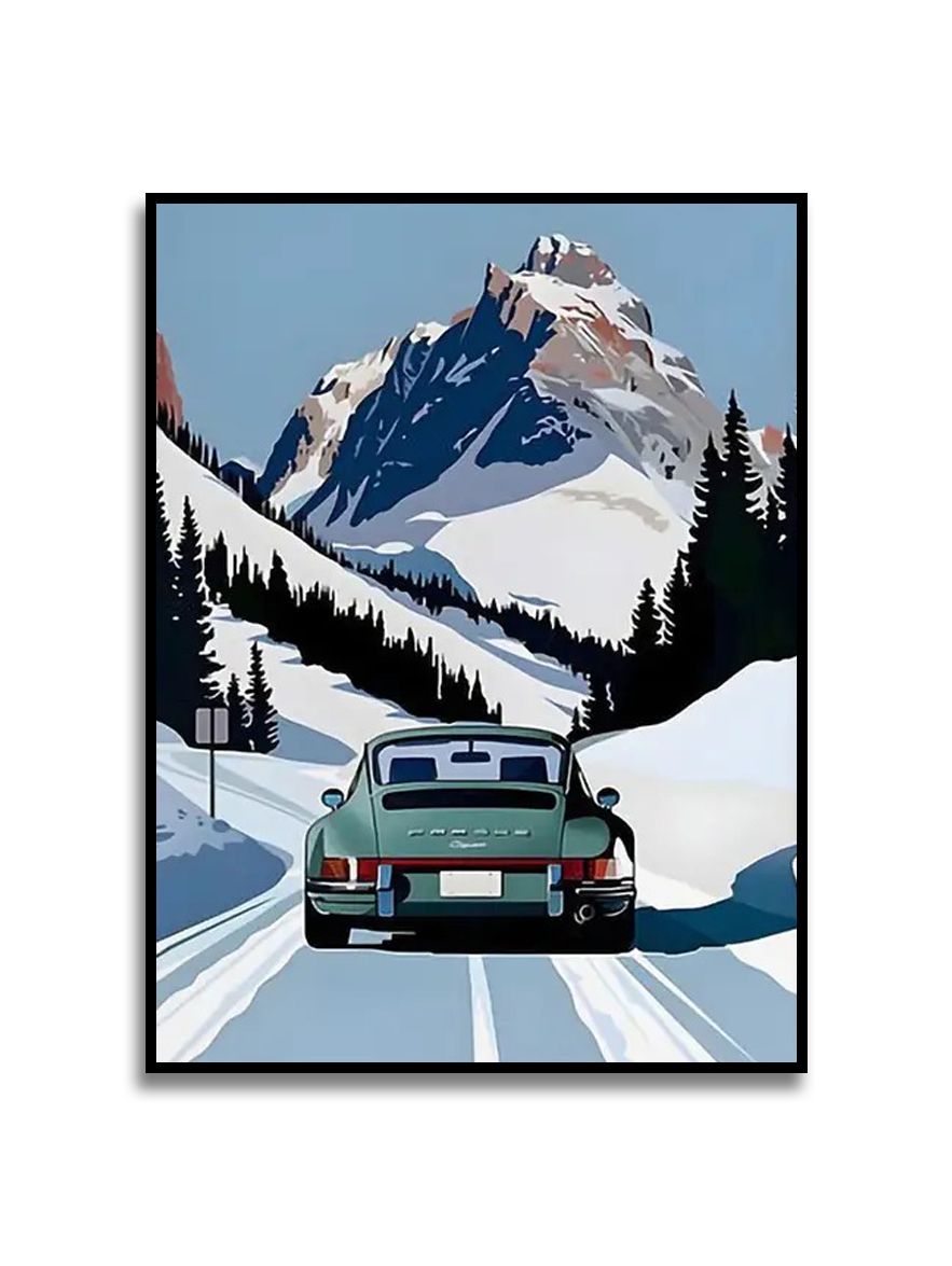 Poster - Vintage Auto in Sneeuw