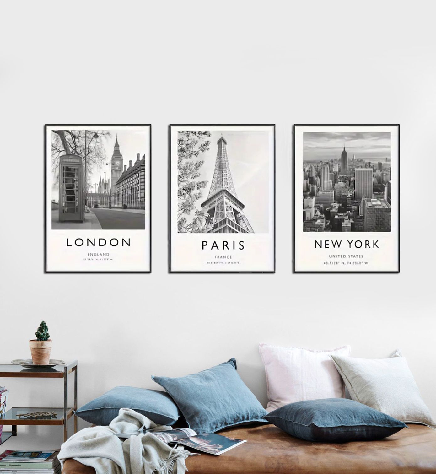 Londen, Parijs, New York Poster Set van 3