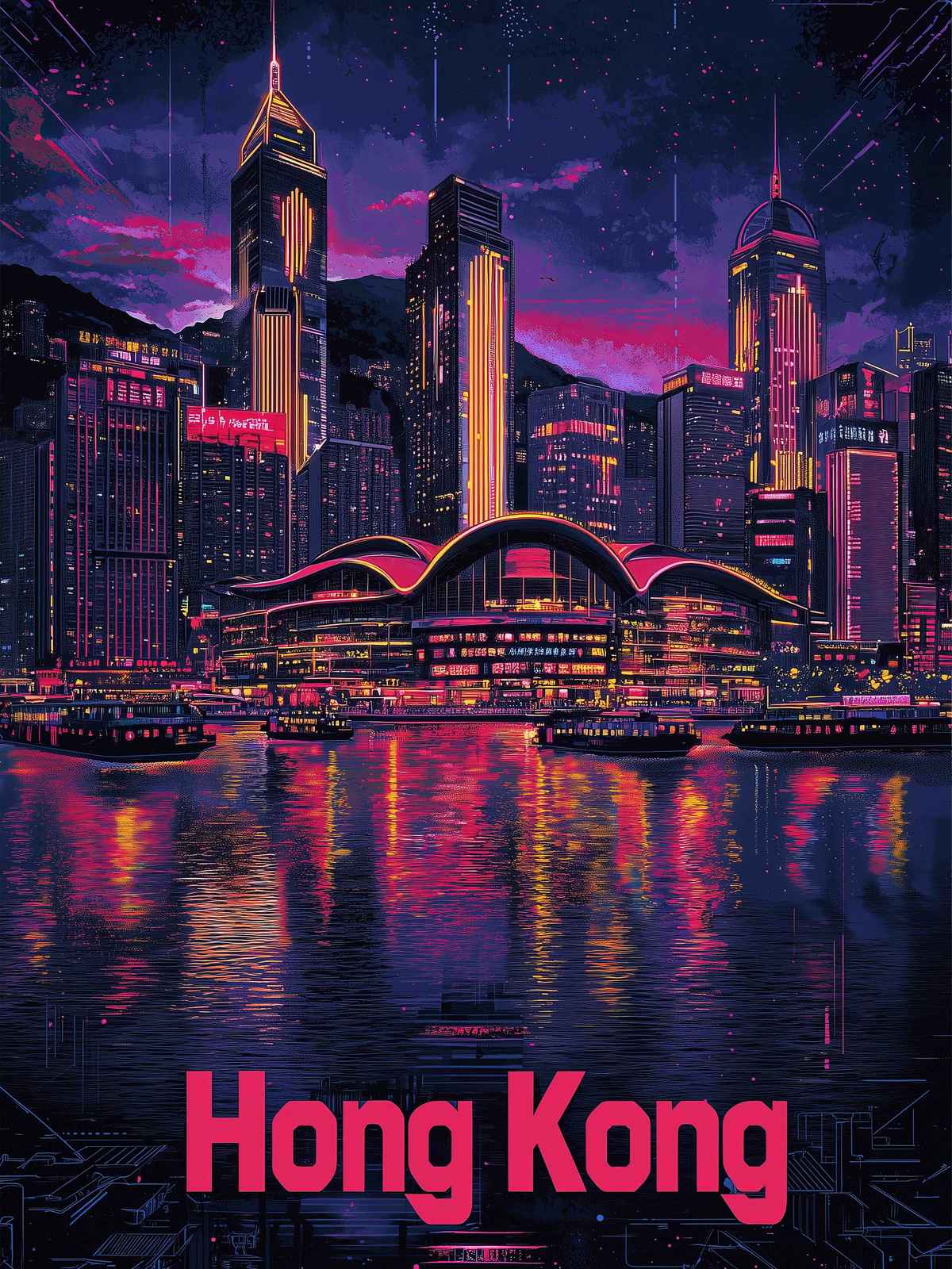 Poster - Hong Kong Stadsgezicht