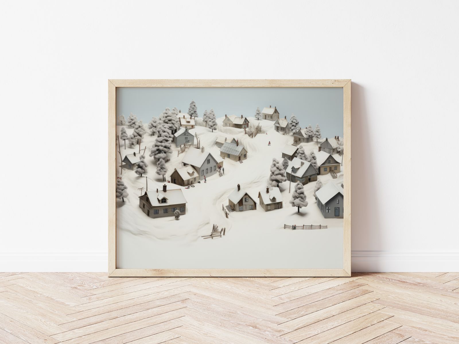 Poster - Winters dorpsgezicht