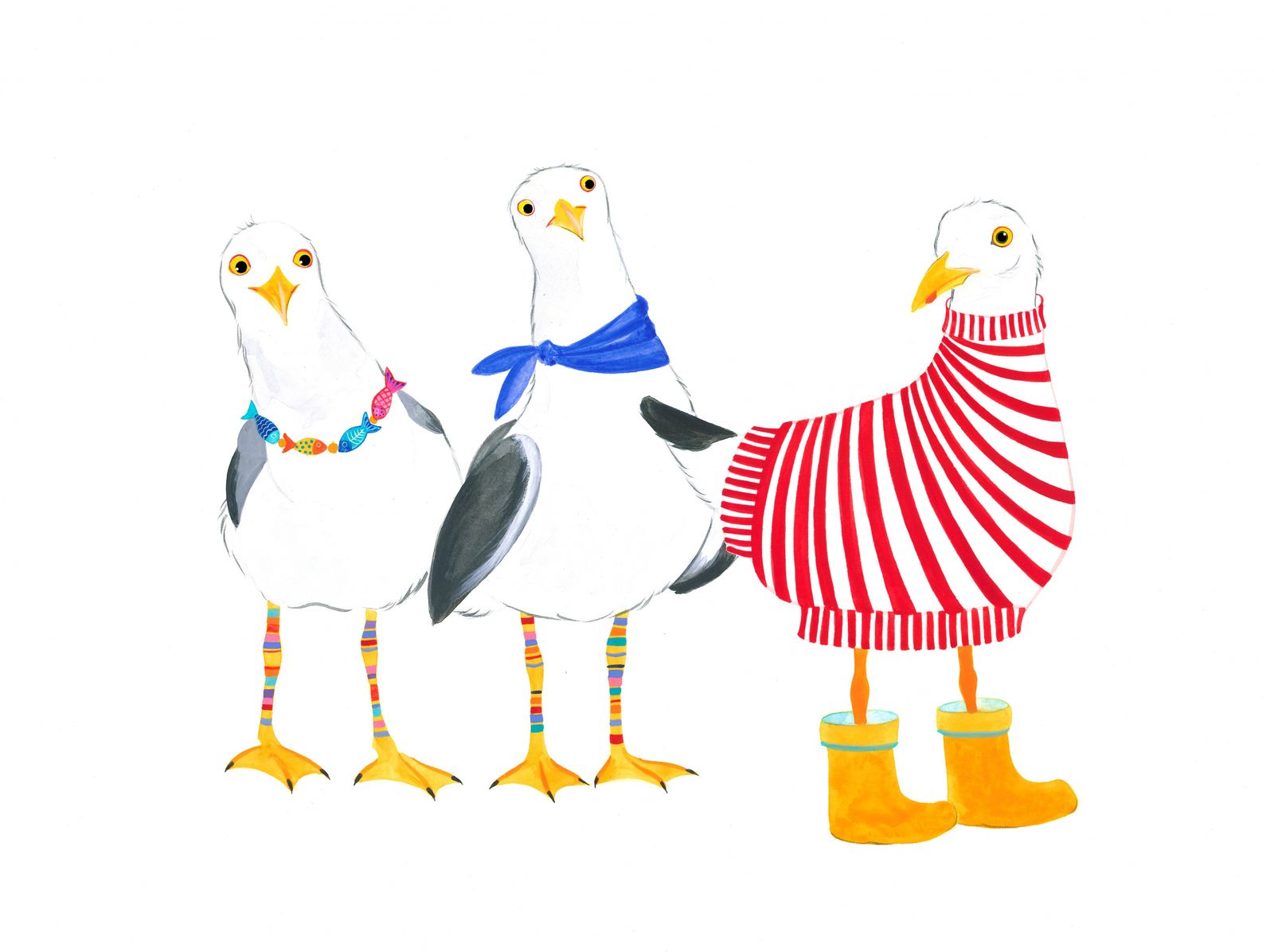 Poster - Kleurrijke Meeuwen