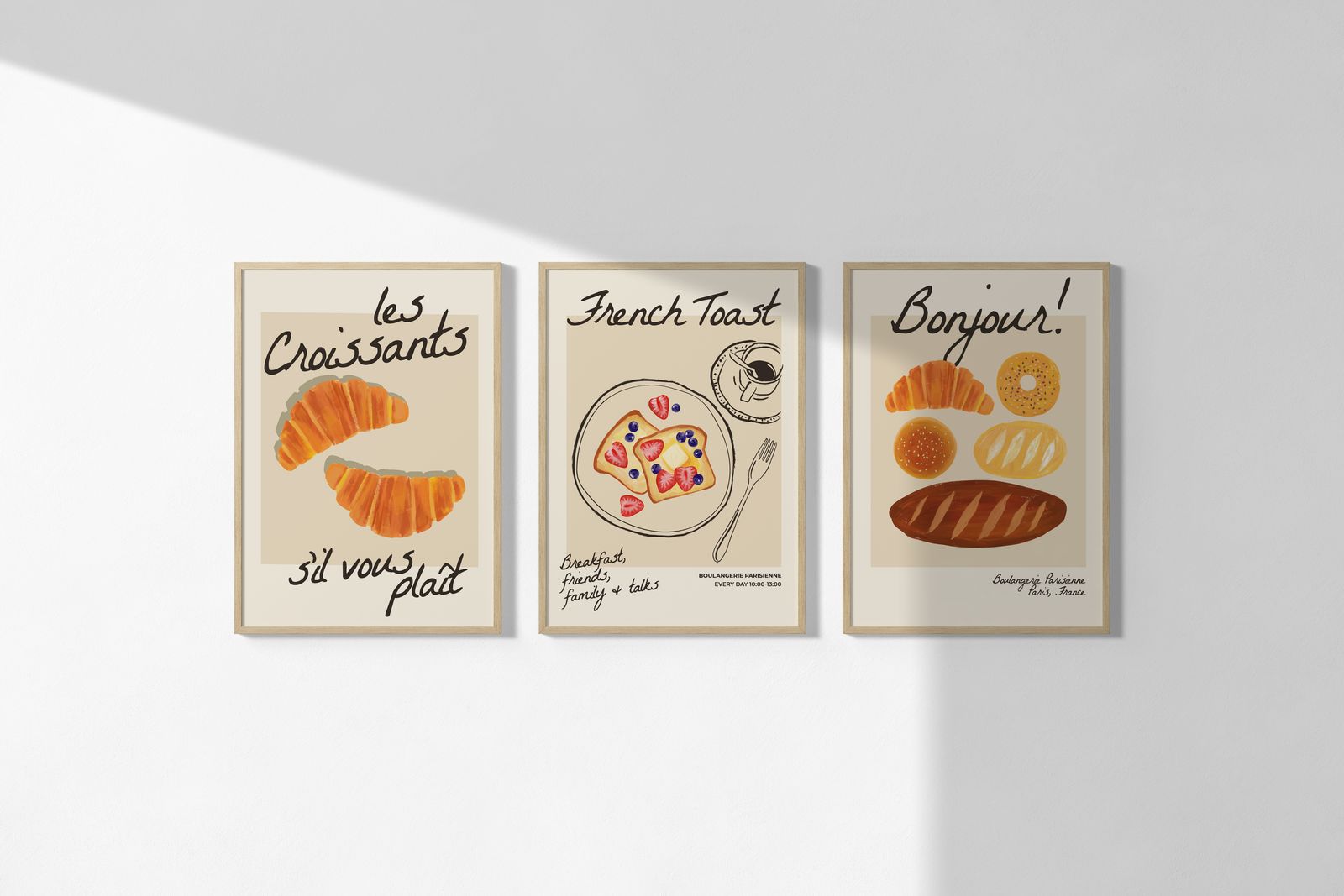 Poster - Franse Ontbijttraktaties / Set van 3