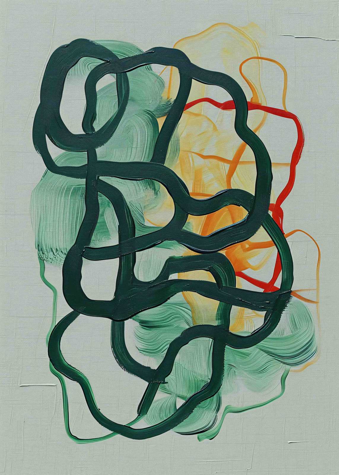 Poster - Abstract Groen en Oranje