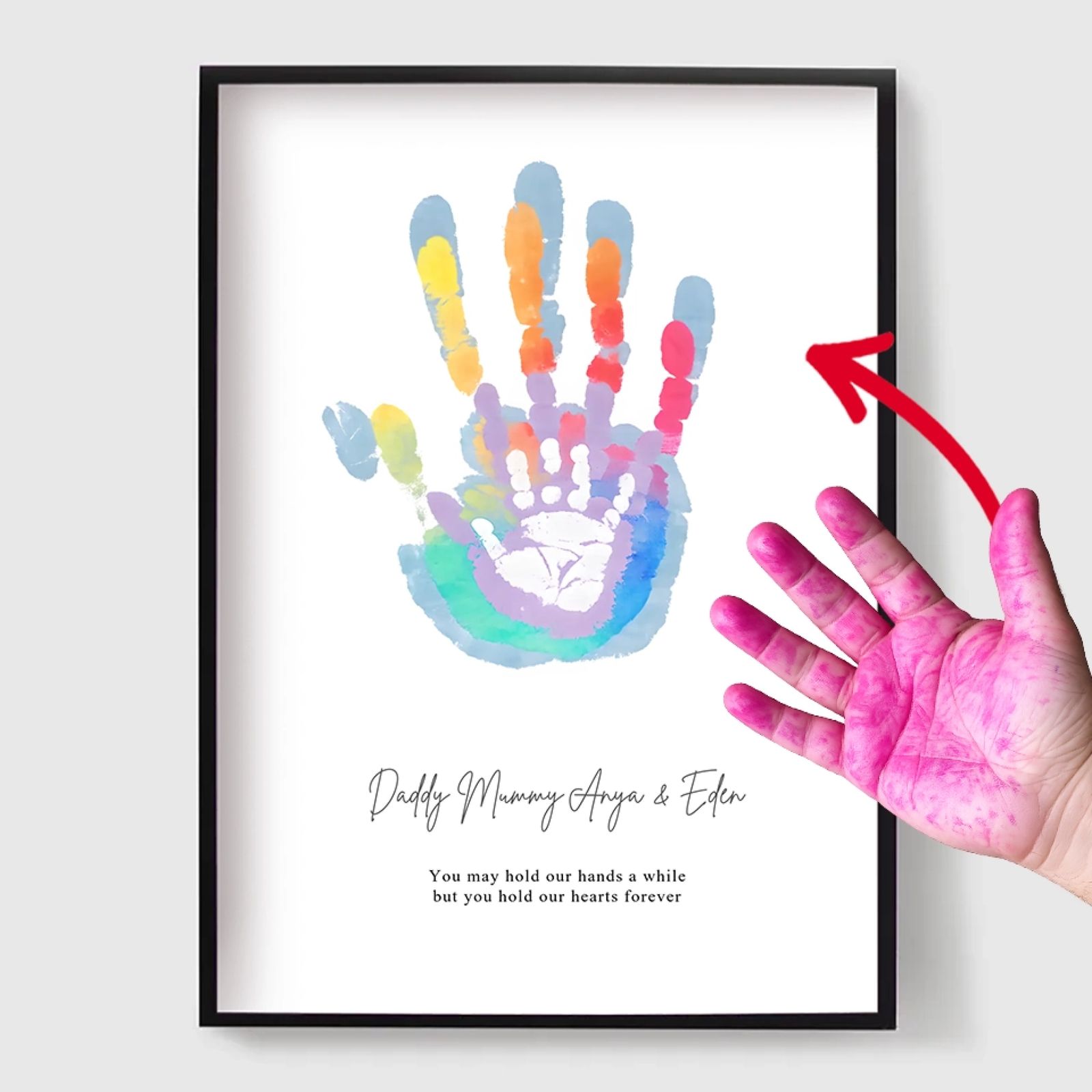 Gepersonaliseerde Poster - DIY Familie Handafdruk Kunst
