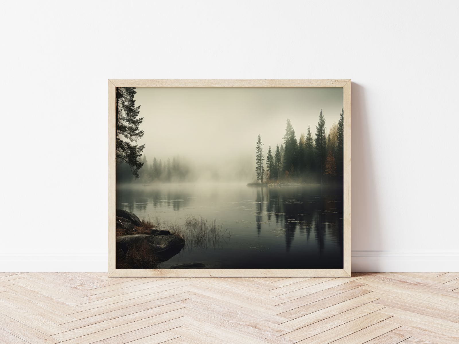 Poster - Mistig Meer Reflectie