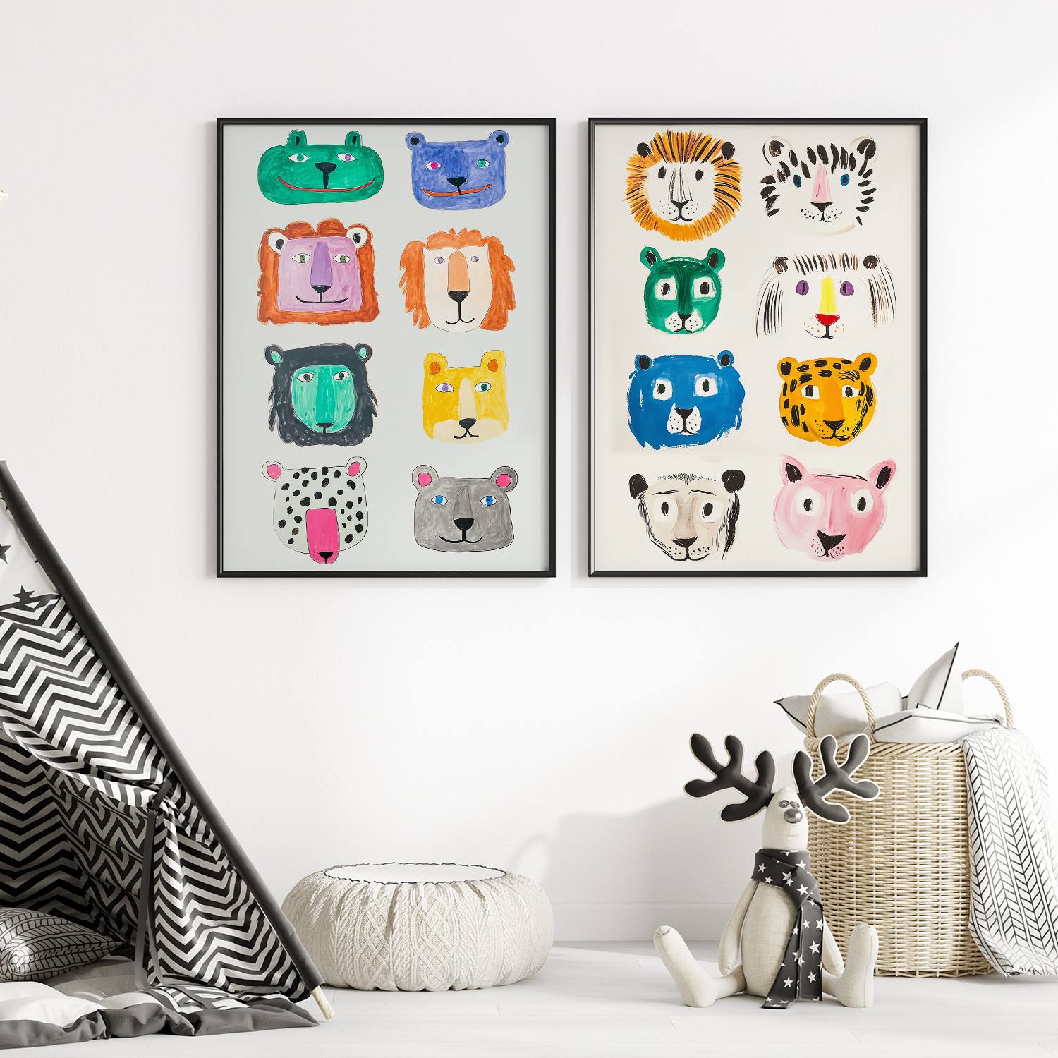 Poster - Dierengezichten / Set van 2