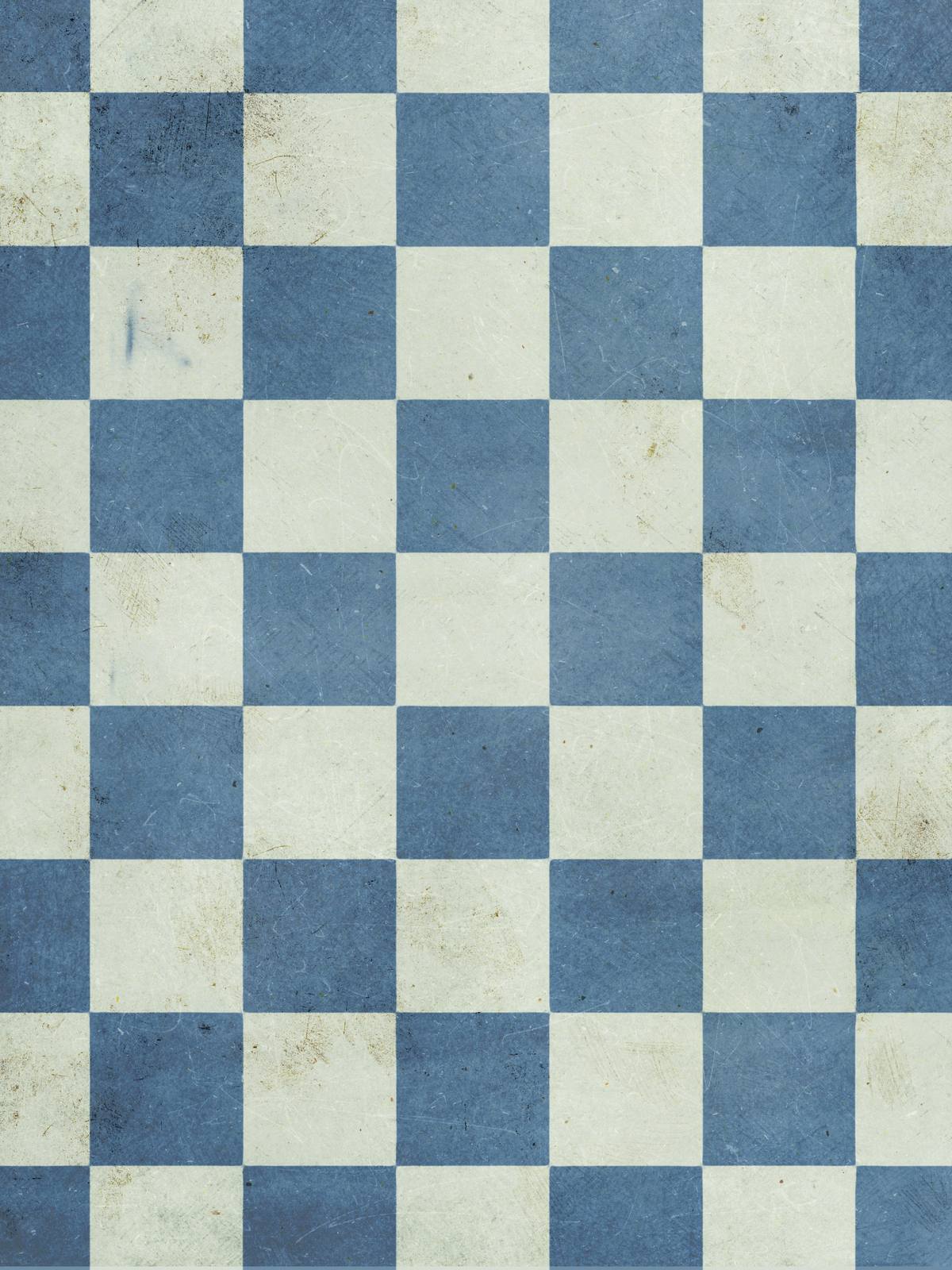 Poster - Blauw en Wit Geruit
