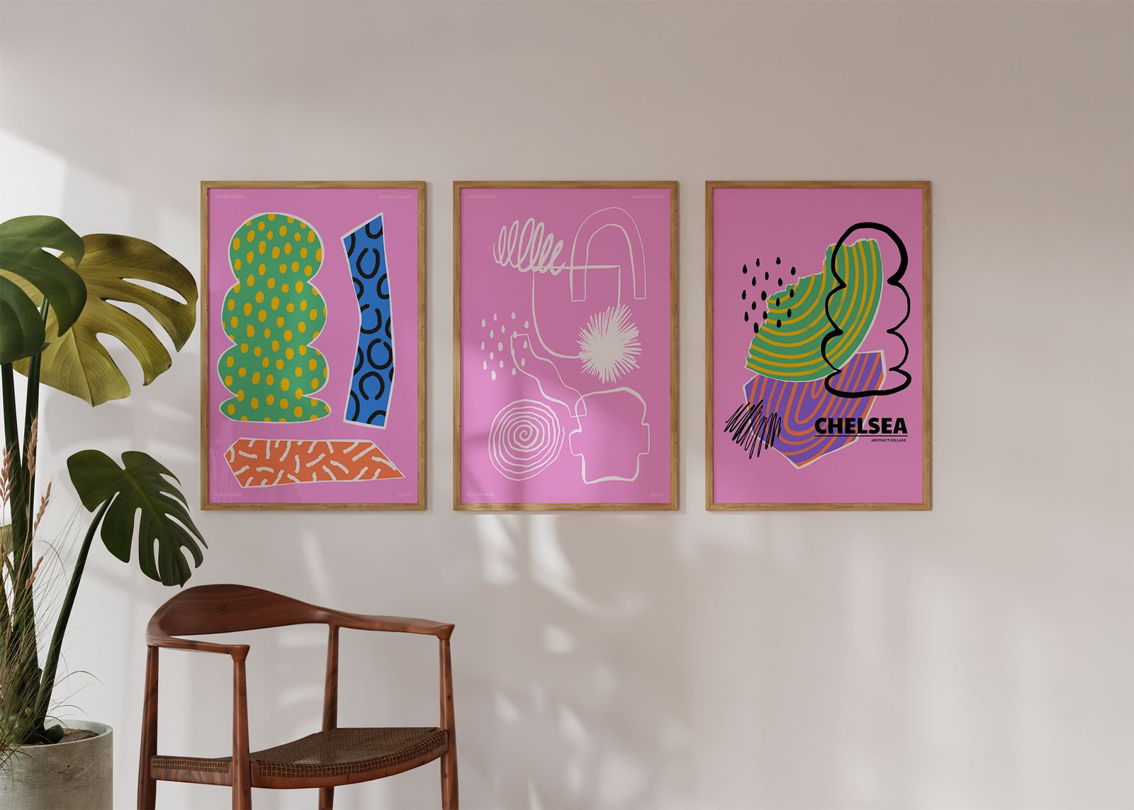 Poster - Abstract Collage Set van 3