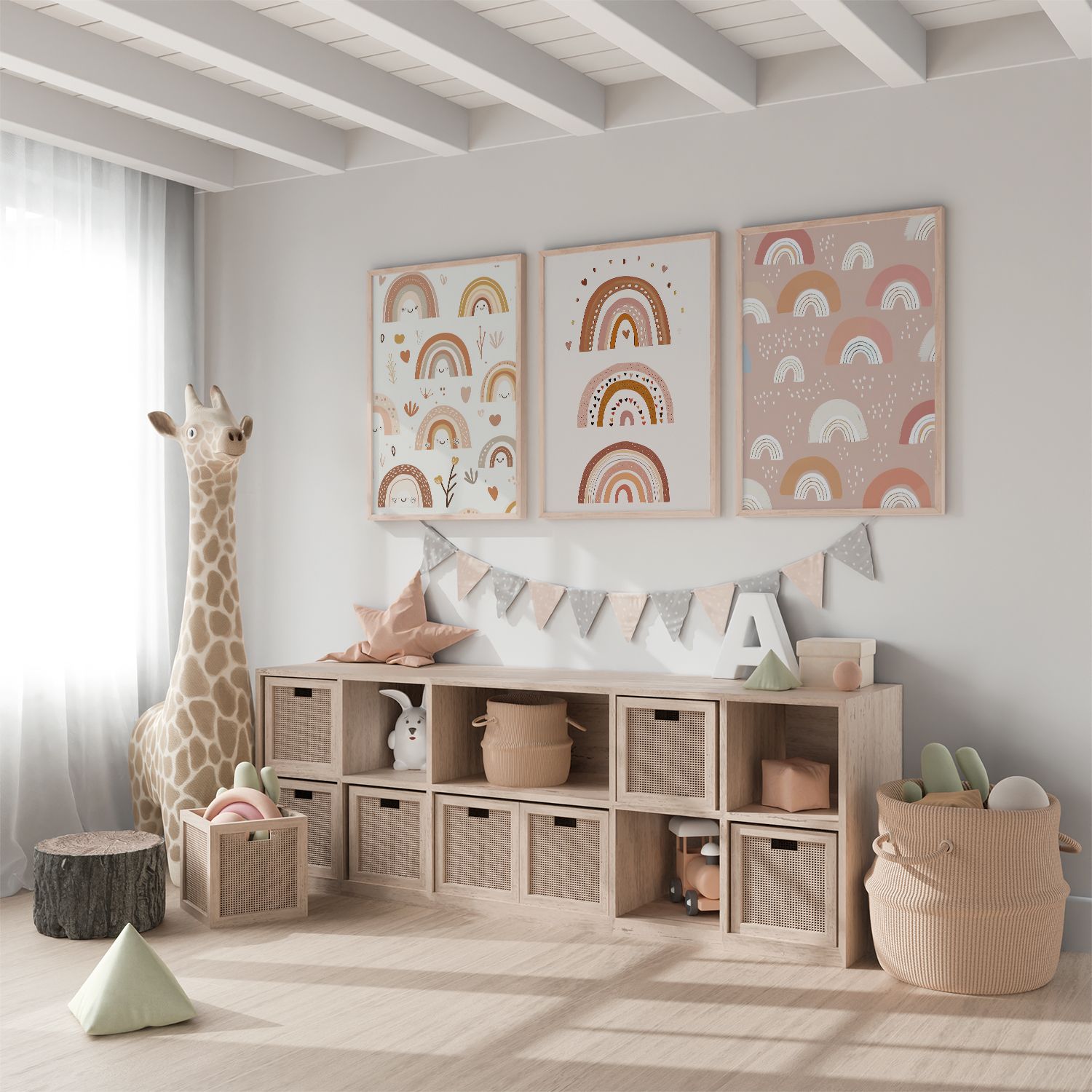 Poster - Pastel Regenbogen / Set van 3