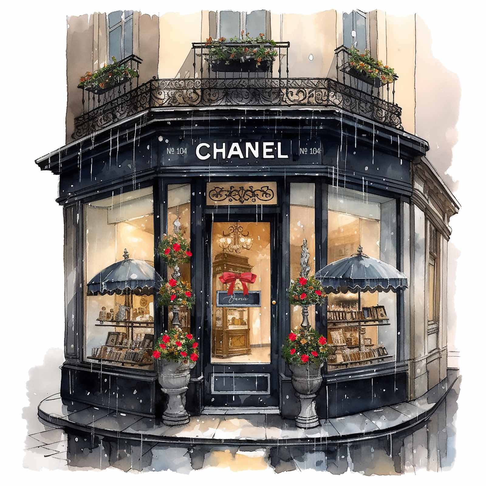 Chanel Boutique Waterverfschilderij Poster