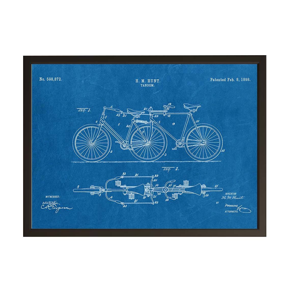 Octrooittekening Poster - Tandemfiets