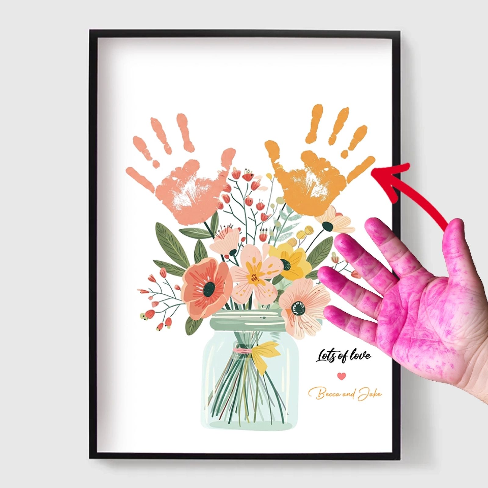 Gepersonaliseerde Poster - DIY Handafdruk Bloem