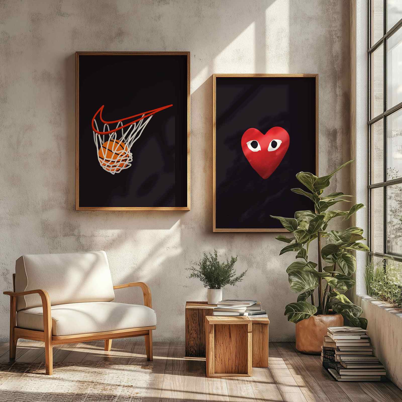 Poster - Hart en Basketbal Set van 2