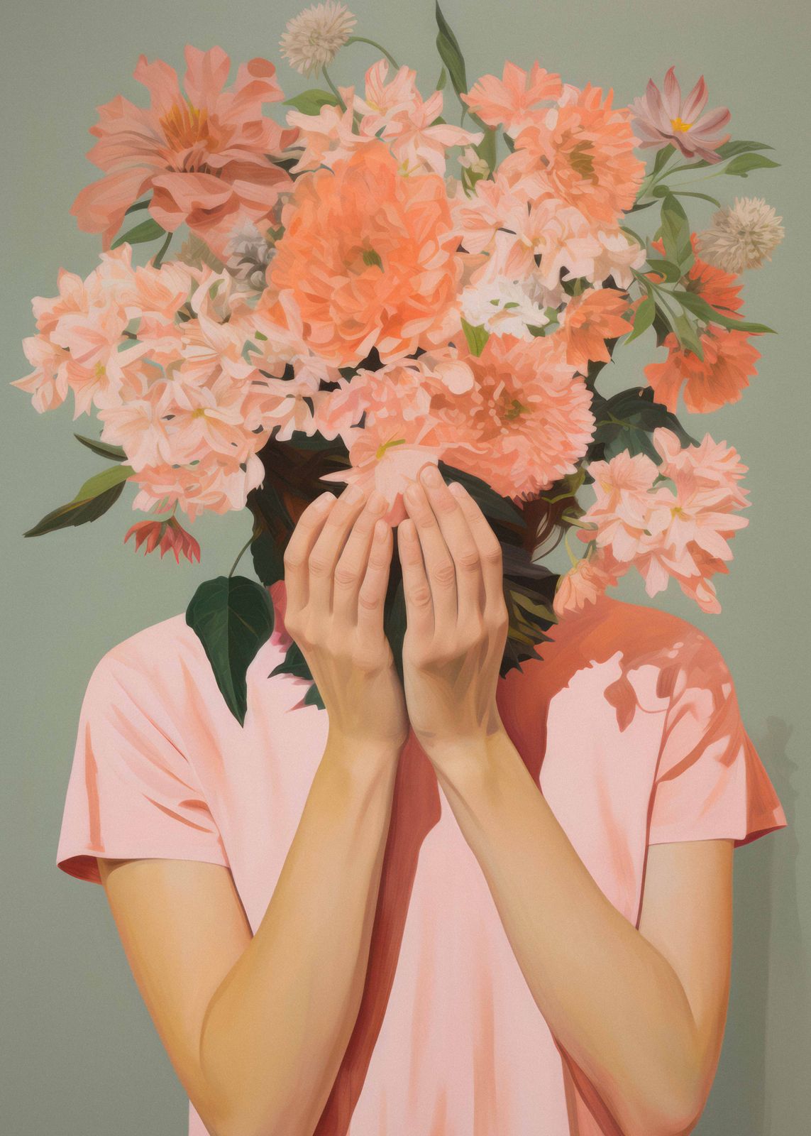 Poster - Bloemen Gezicht Kunst
