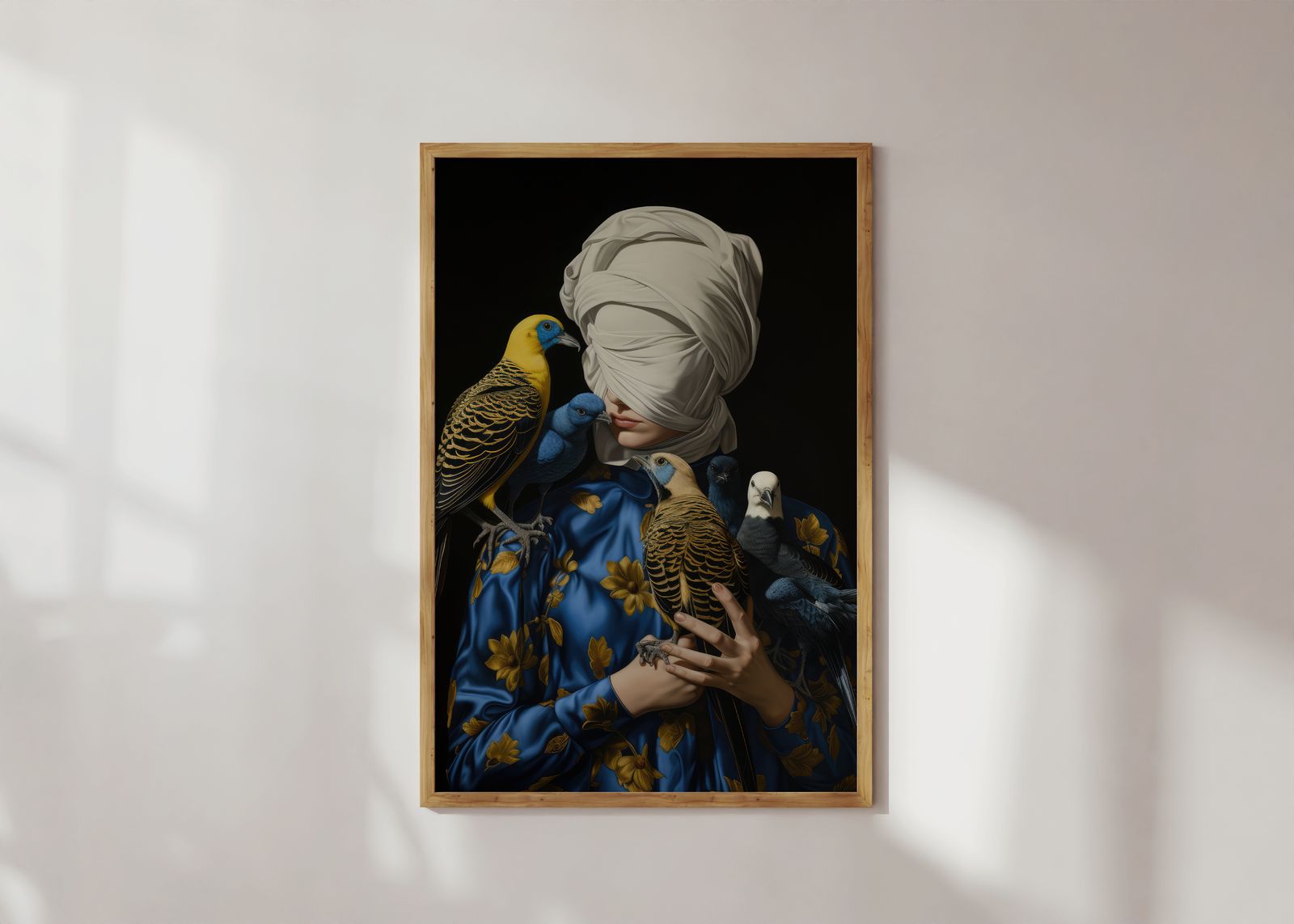 Poster - Vrouw en vogels