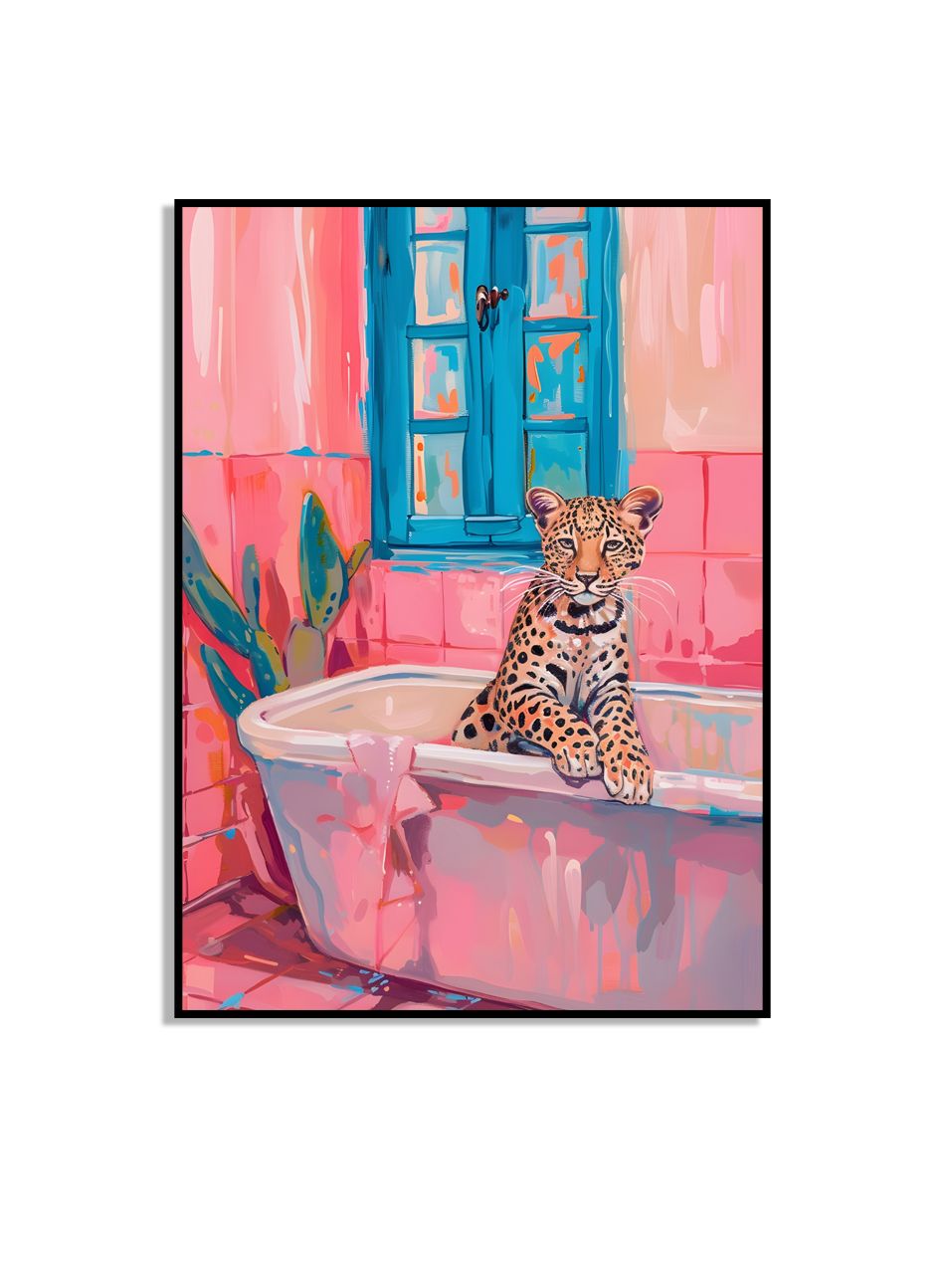 Leopard in Badkuip Poster
