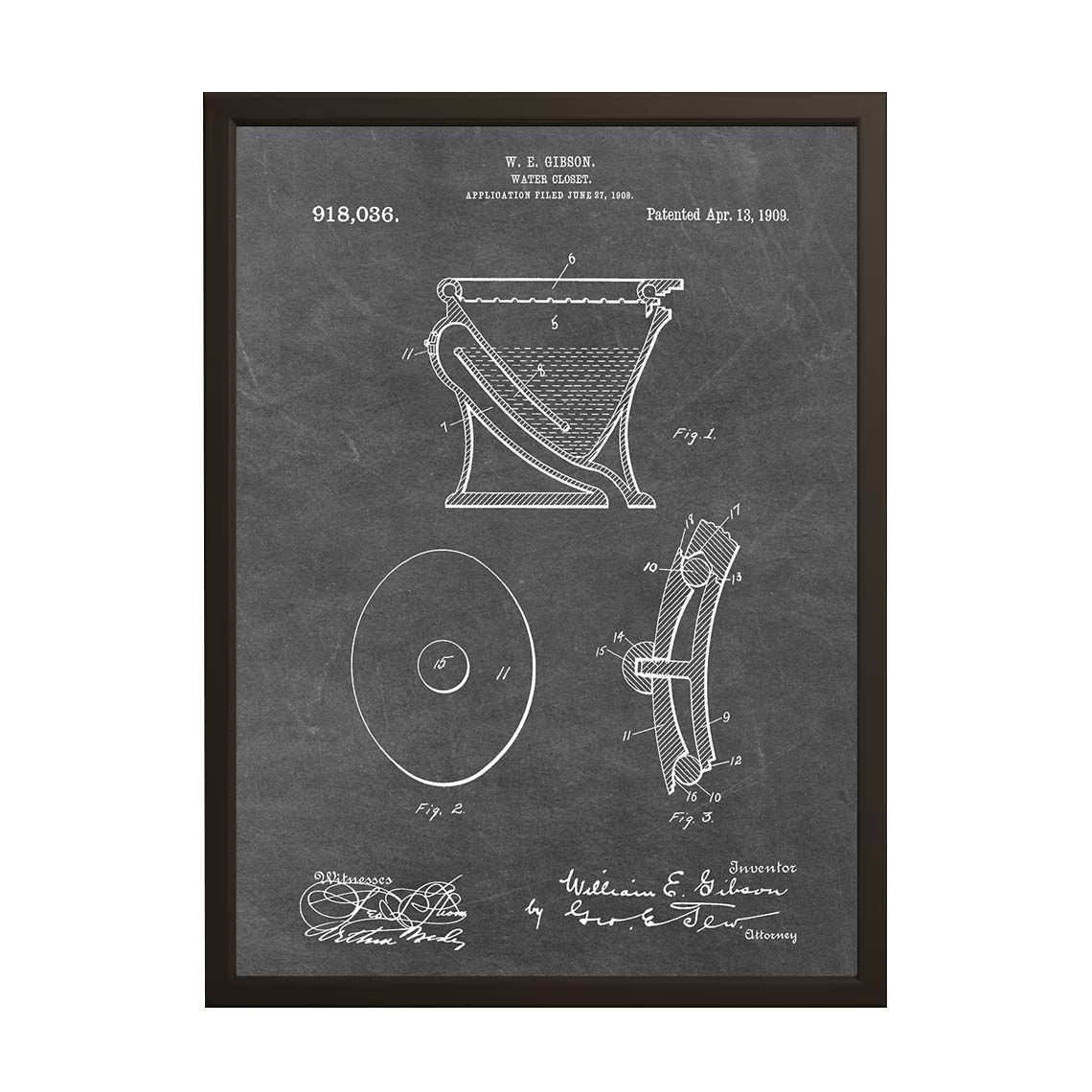 Octrooitekening Poster - Watercloset Diagram